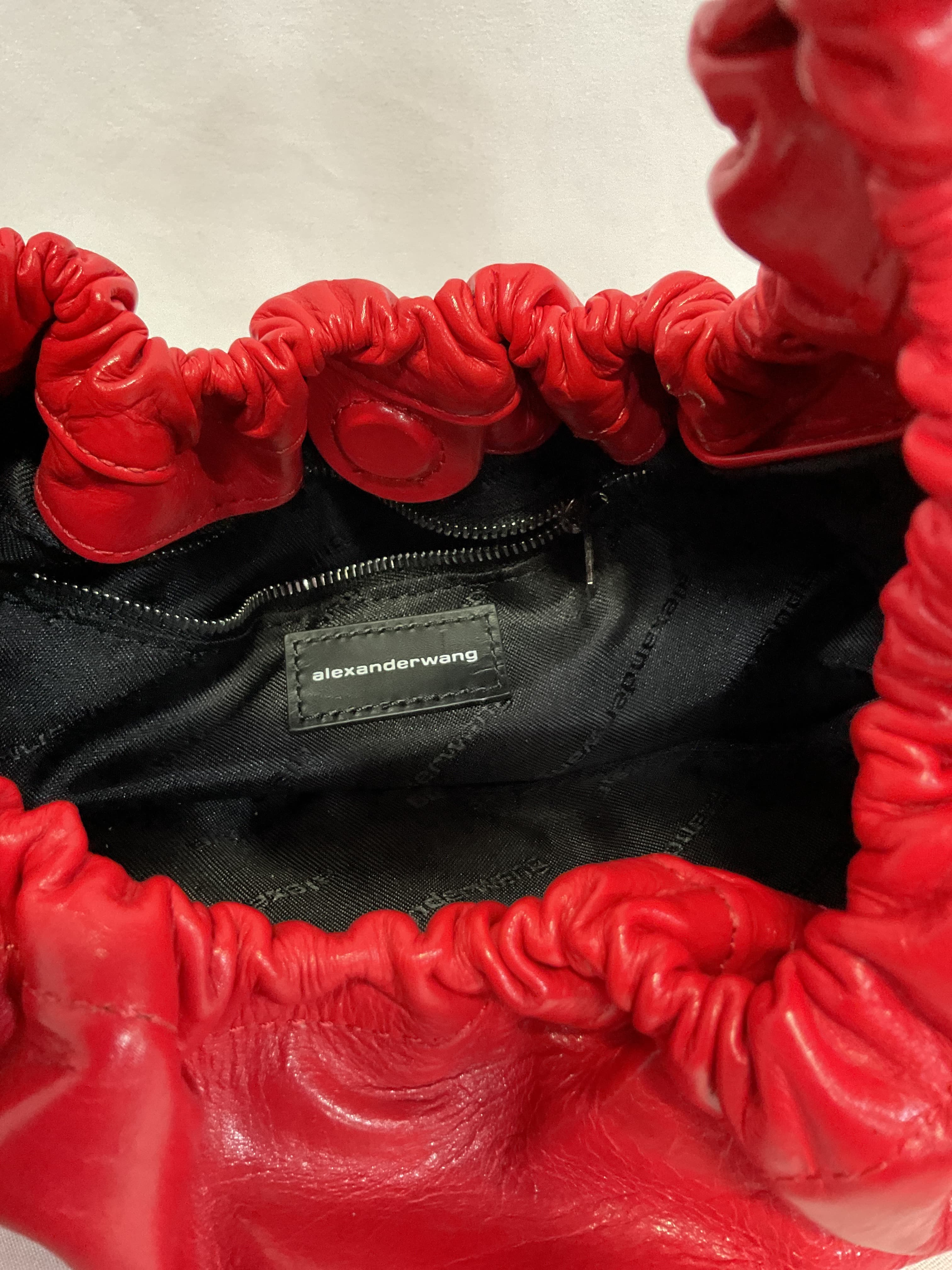 Wide Crescent Small Top Handle Bag In Flame - Image 3
