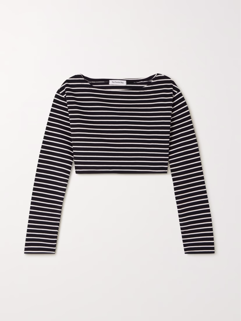 Tilla Cropped Striped Cotton-Jersey Top - Image 1
