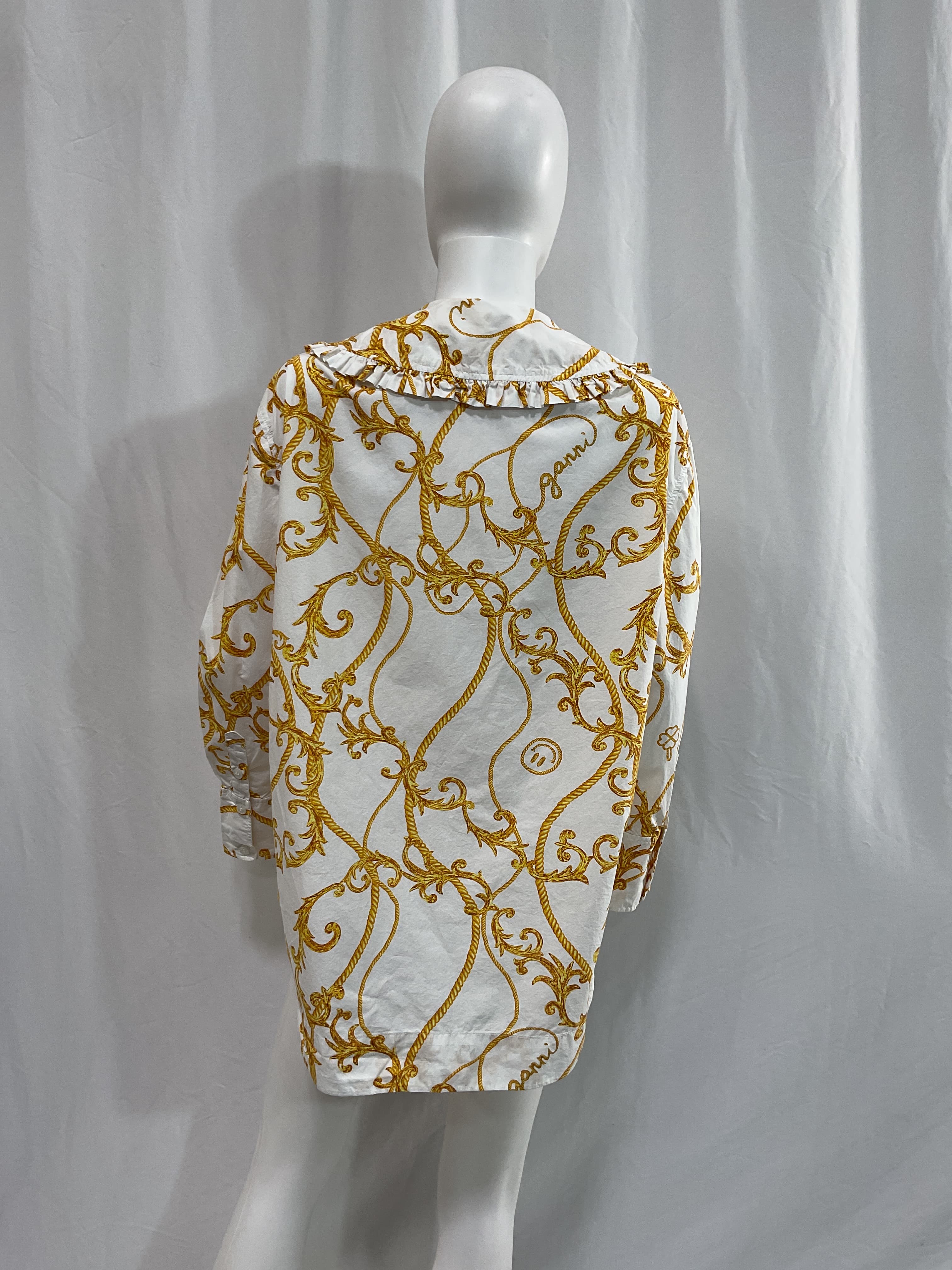 Oversized Ruffled Printed Organic Cotton-Poplin Blouse - Image 2