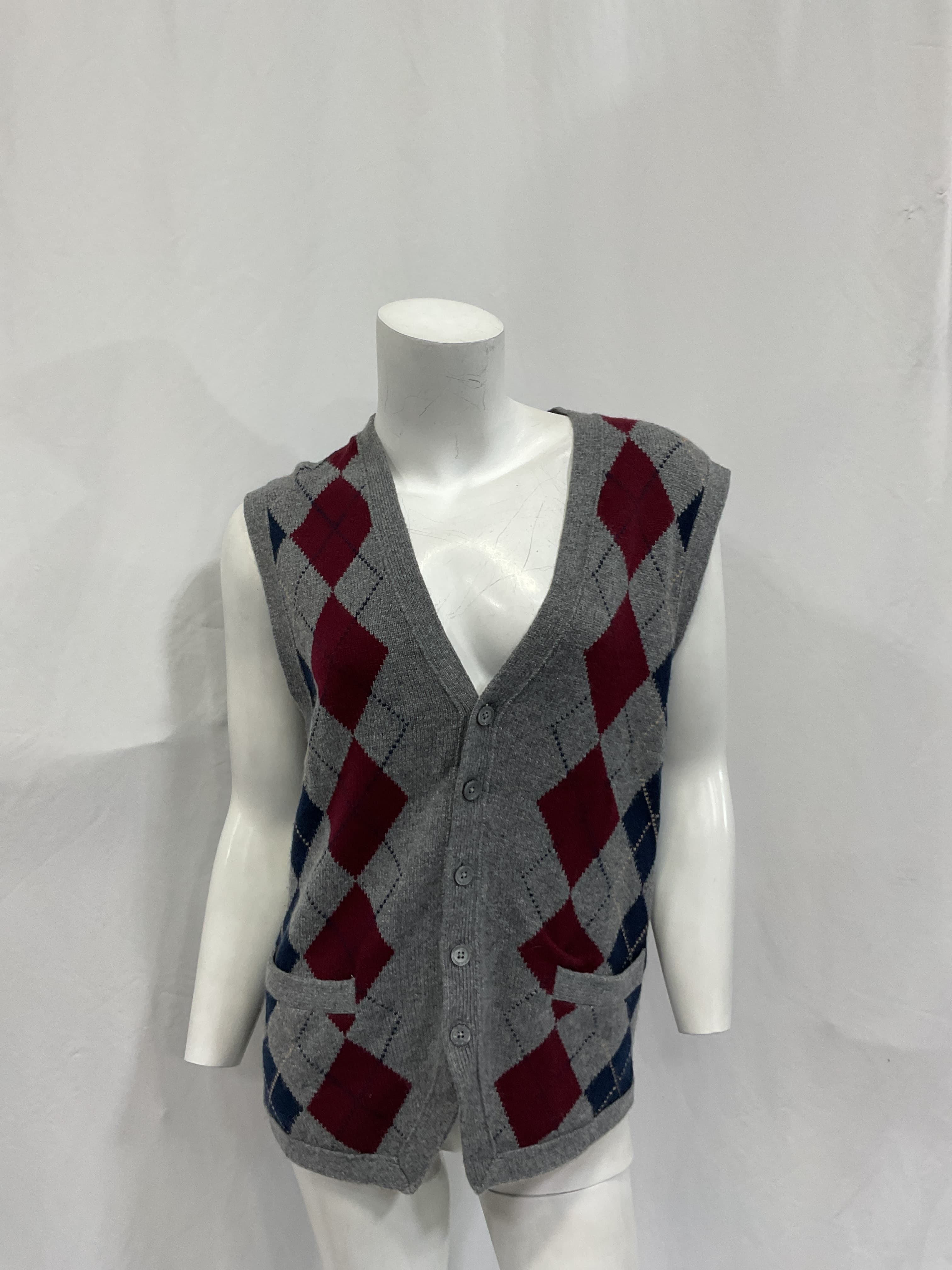 Cashmere Cardigan Sweater Vest In Argyle - Image 4