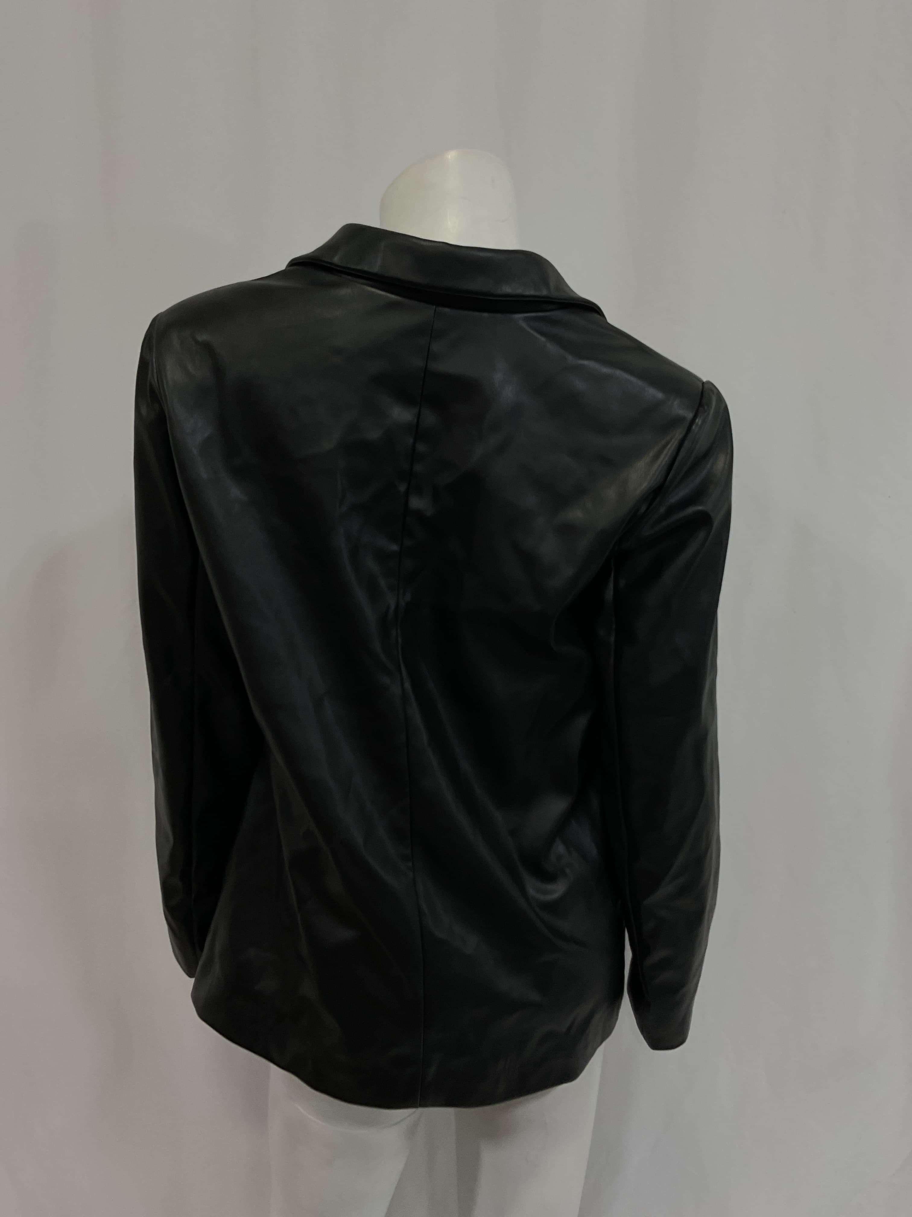 Faux Leather Boyfriend Blazer - Image 2