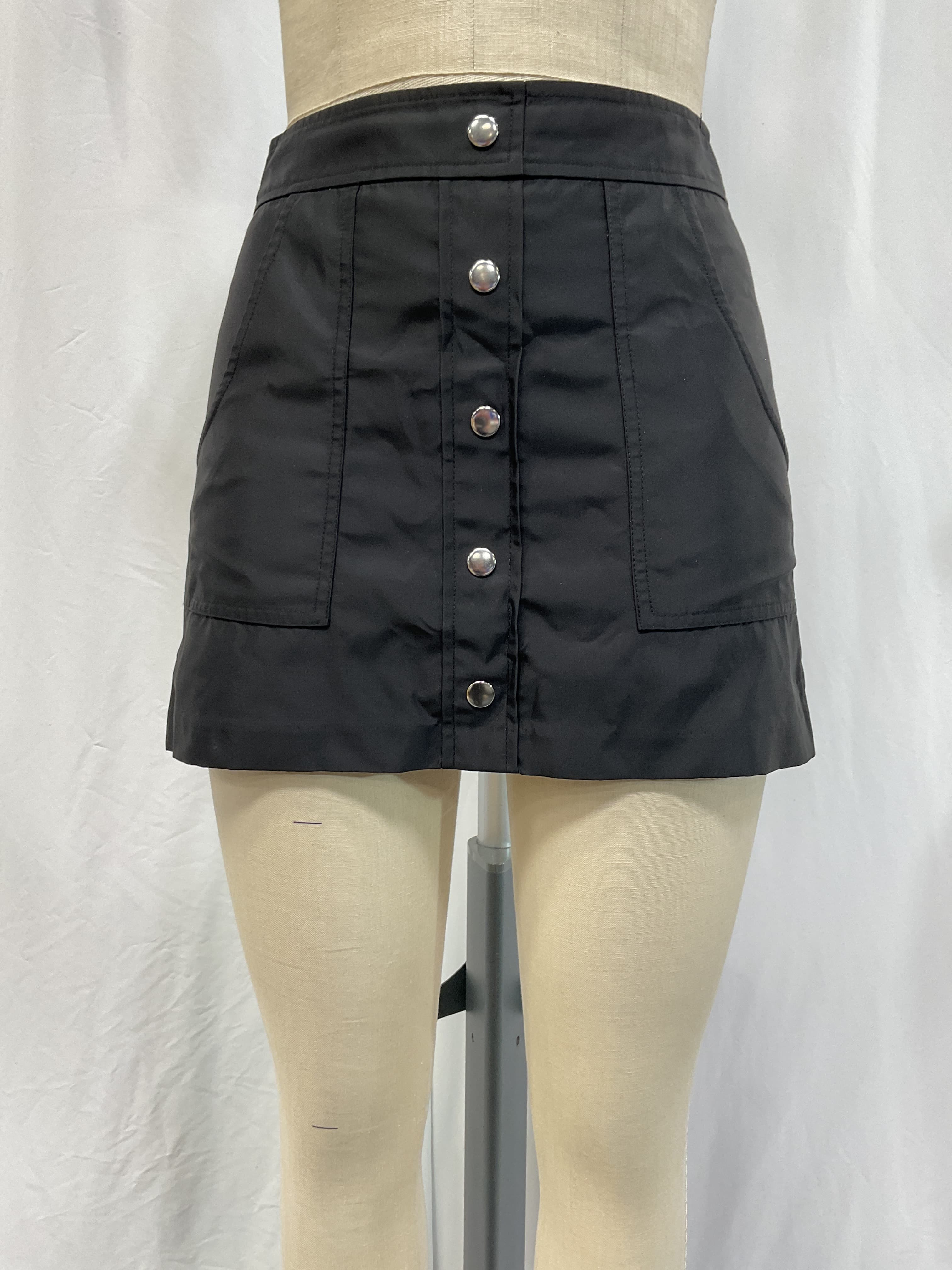 Nylon Veda Mini Skirt In Black - Image 2