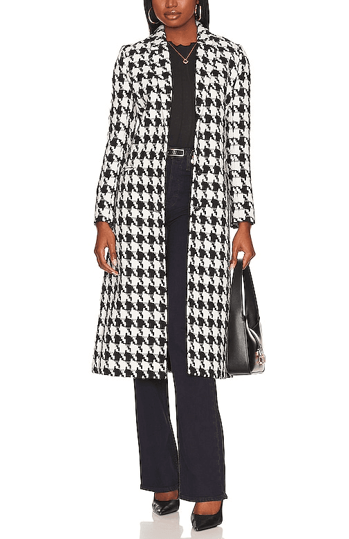 Xander Single Brested Coat In Black & White Houndstooth - Image 1