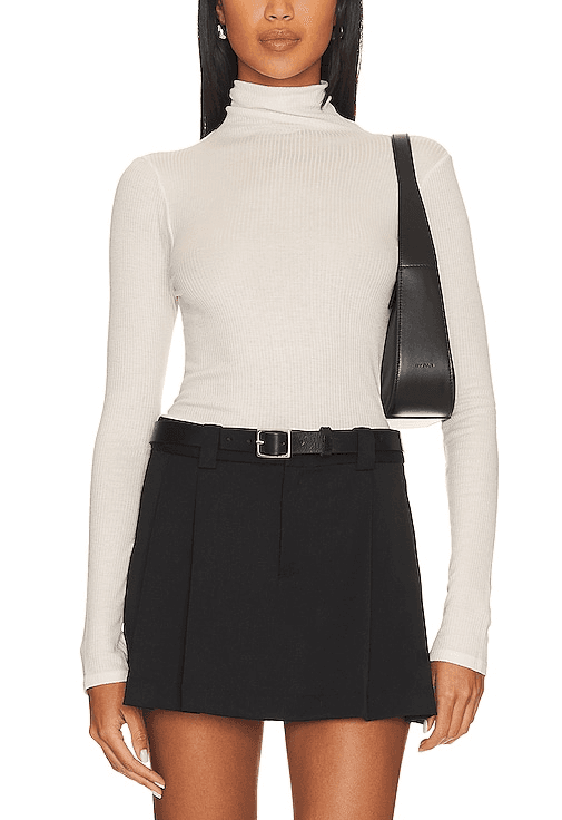 Silk Cashmere Rib Slim Turtleneck In Chalk - Image 1