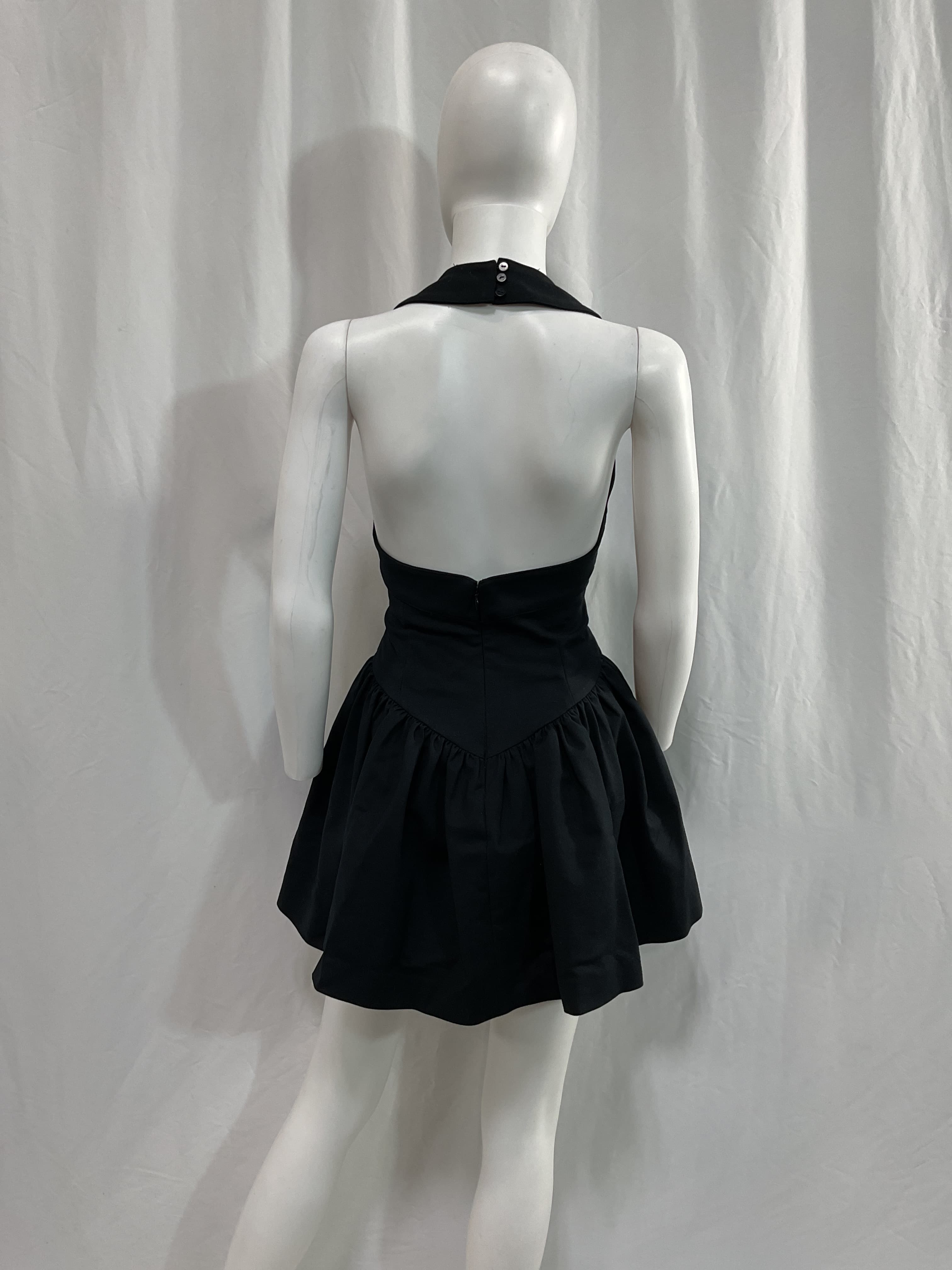 Faille Halter Mini Dress In Black - Image 2