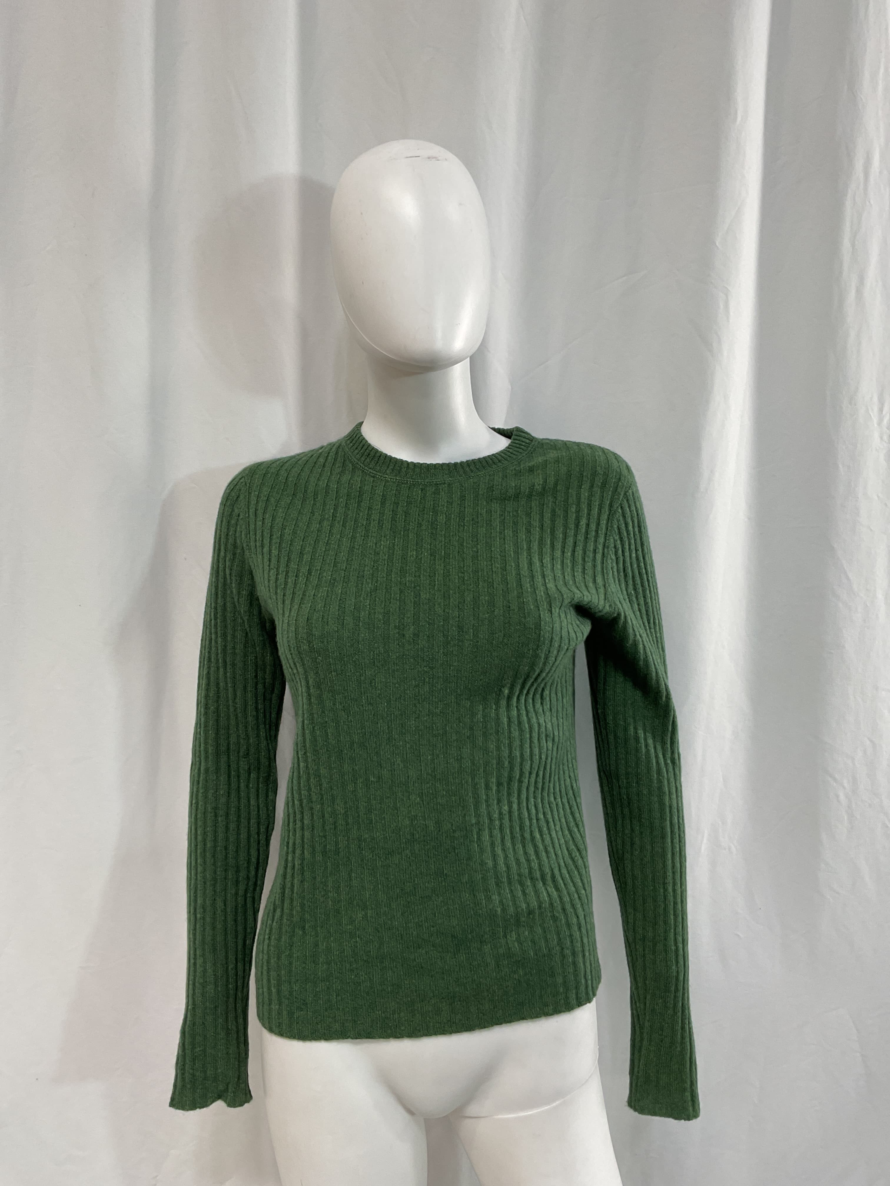 Rib Crew Neck Top In Pickle - Image 2