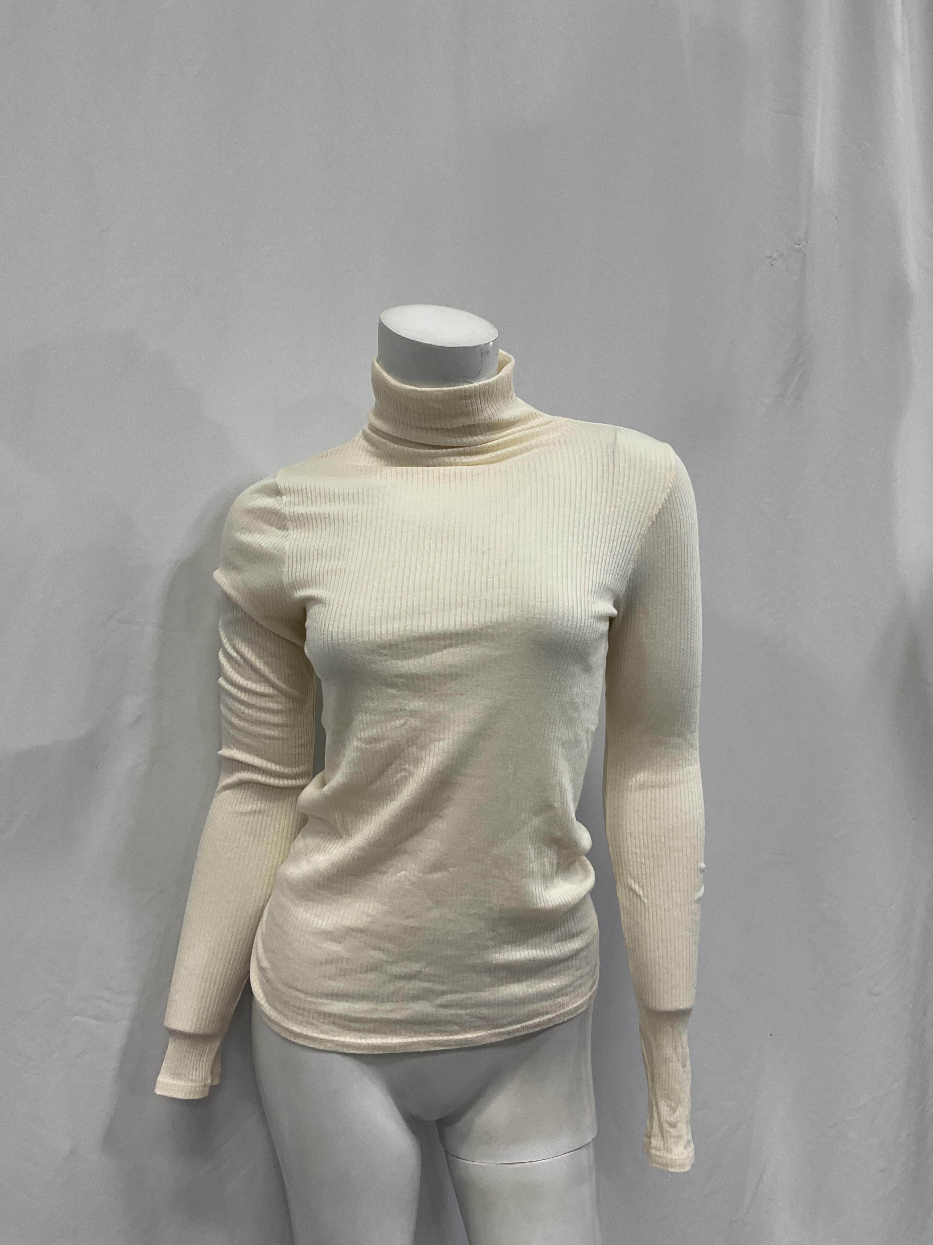 Silk Cashmere Rib Slim Turtleneck In Chalk - Image 4