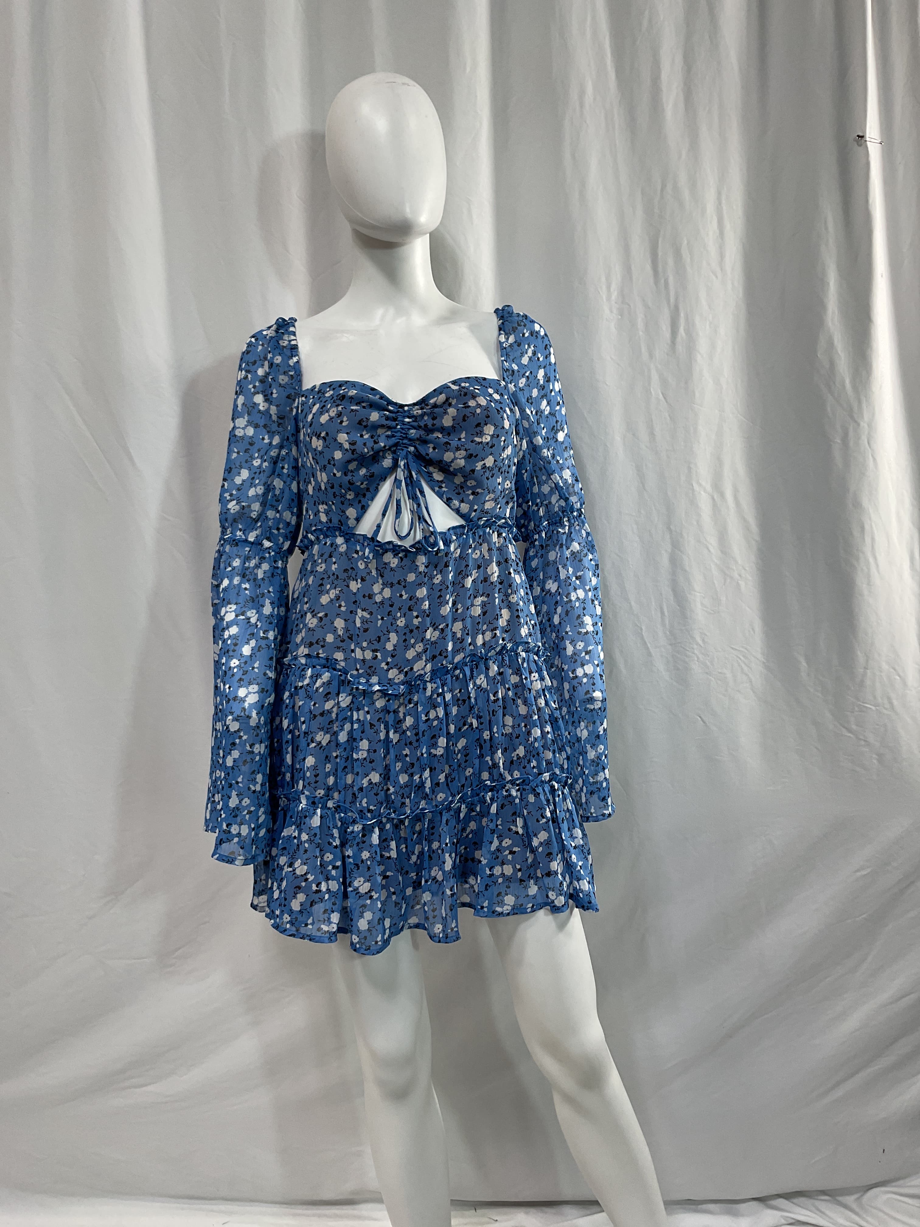 Ailish Mini Dress In Blue Ditsy - Image 3