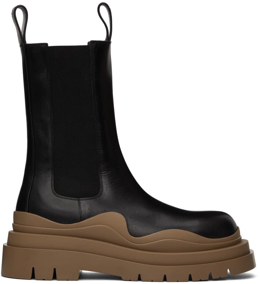 Black & Taupe Tire Chelsea Boots - Image 1