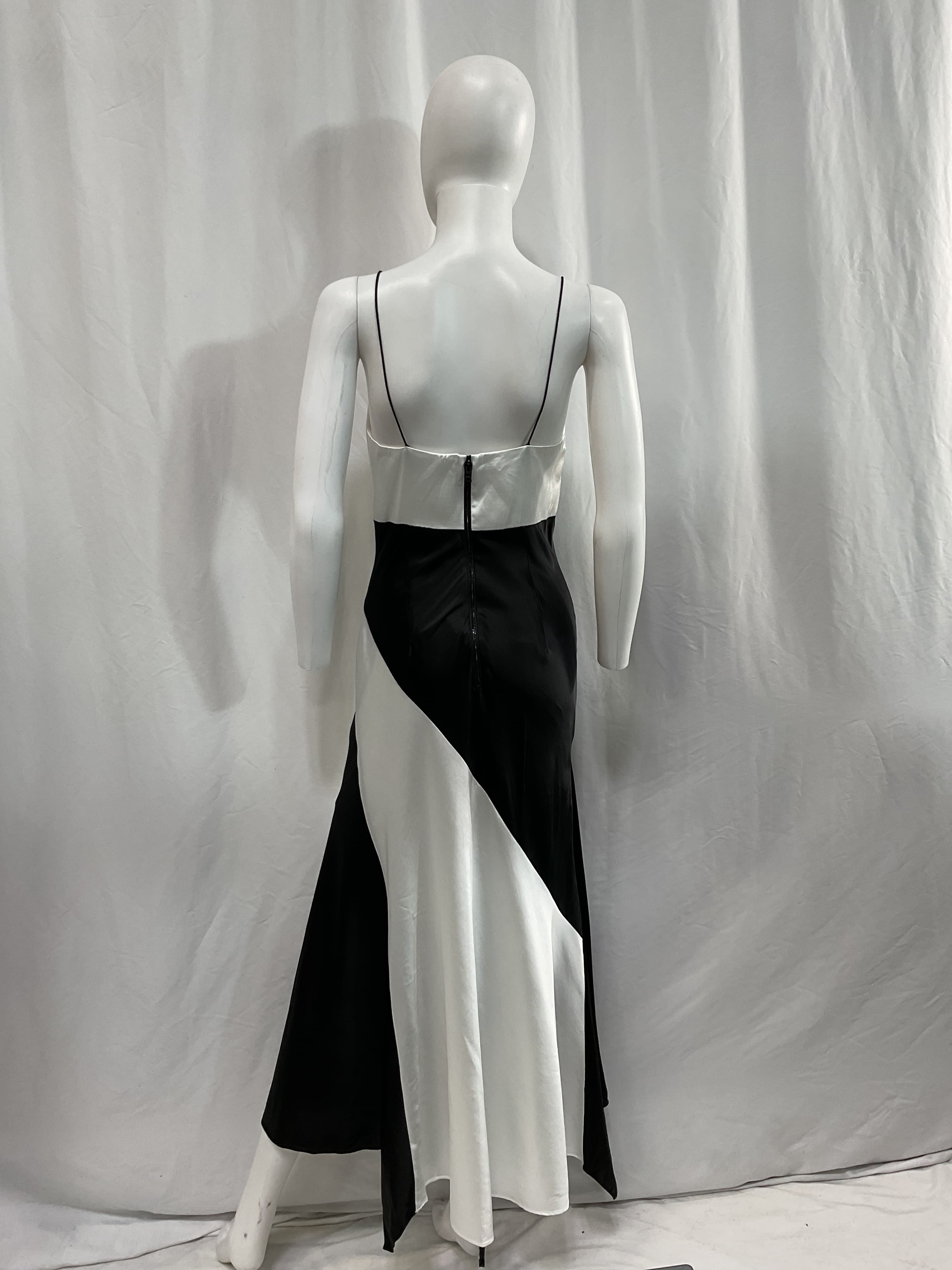 Rosa Handkerchief Slip Dress In Off White & Black - Image 2