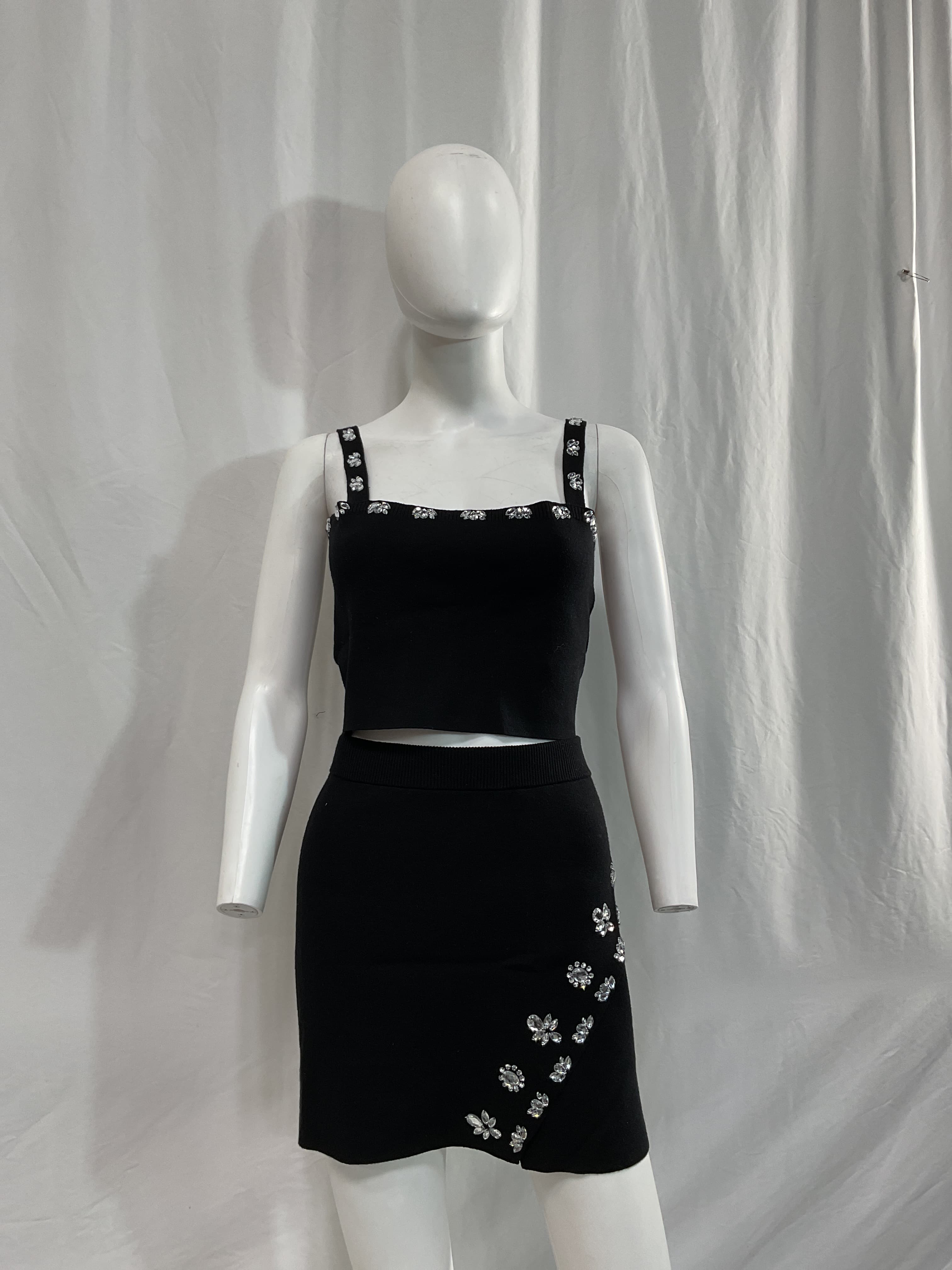 Finney Crop Top & Mini Skirt Set In Black - Image 4