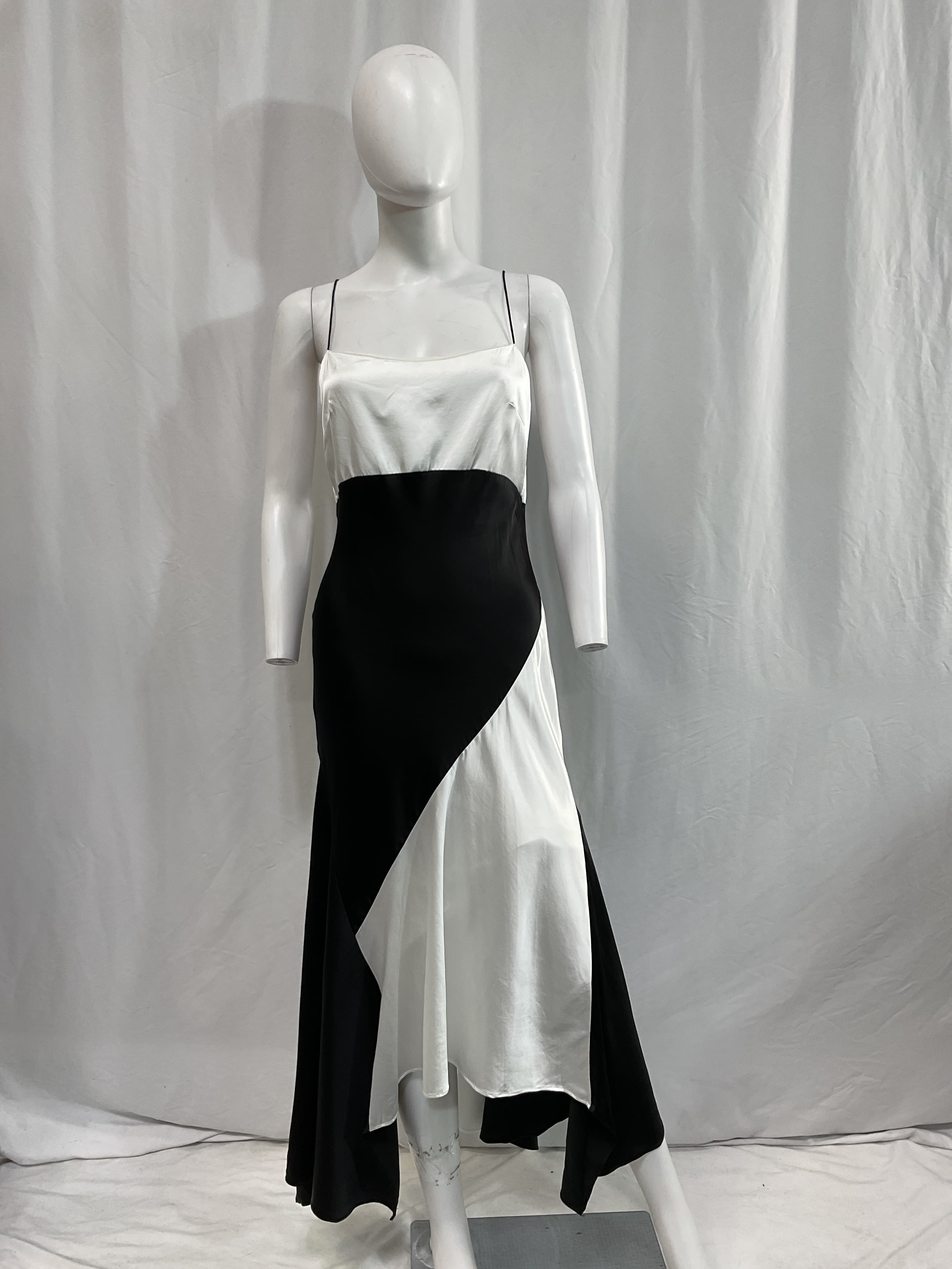 Rosa Handkerchief Slip Dress In Off White & Black - Image 4