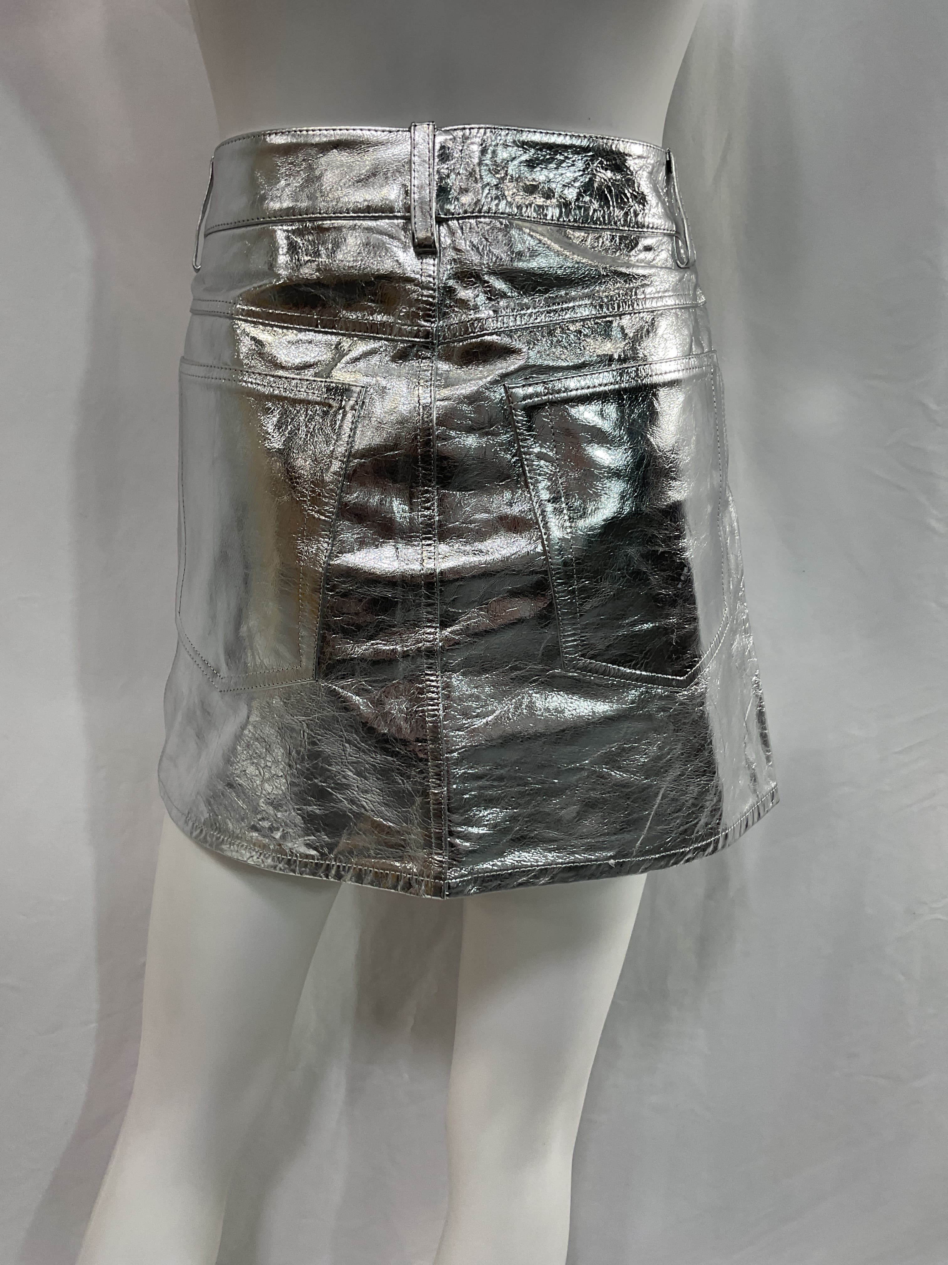 Mirror Mini Skirt In Metallic Silver - Image 2