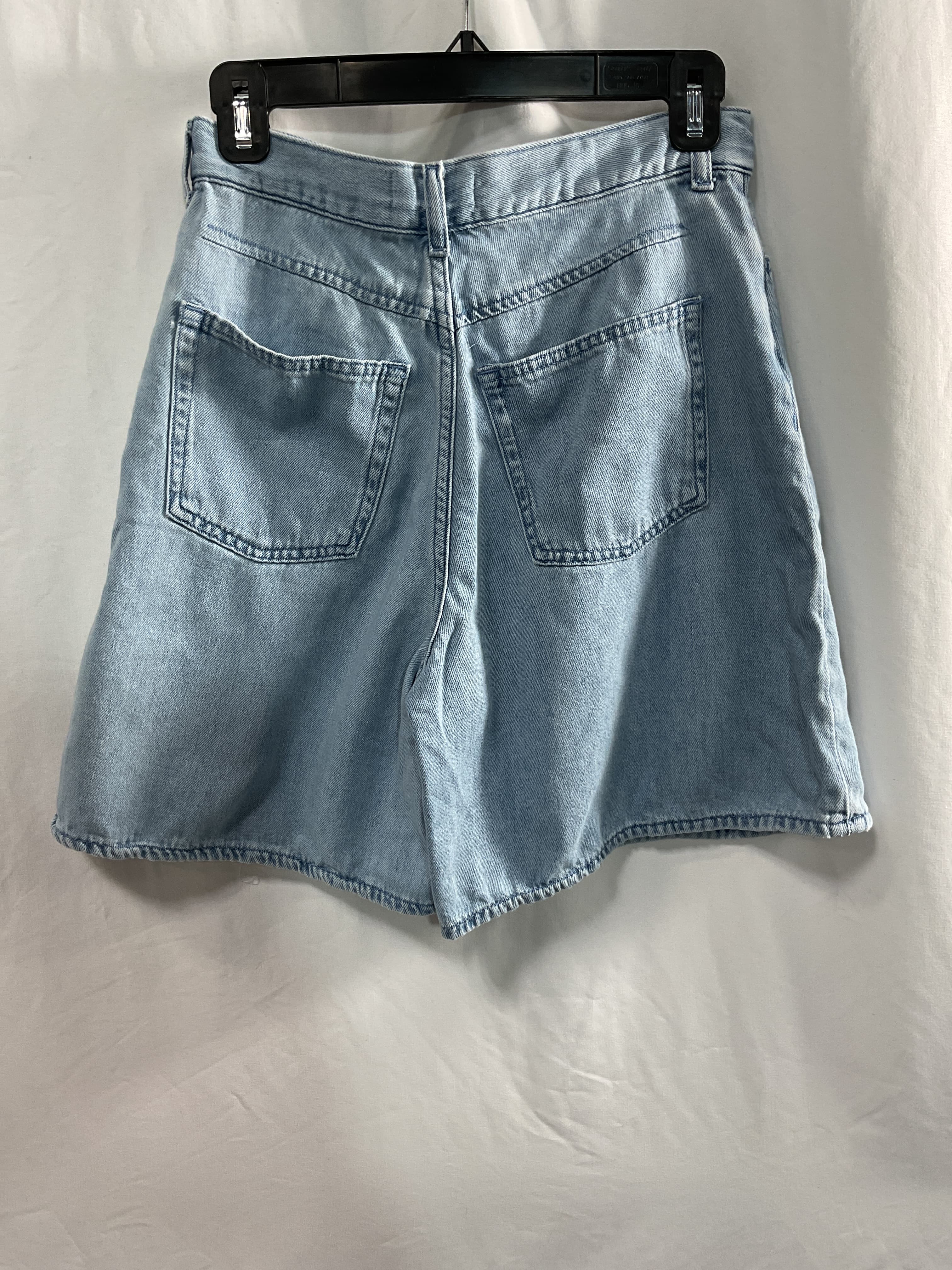 Pleated A-Line Denim Shorts - Image 4