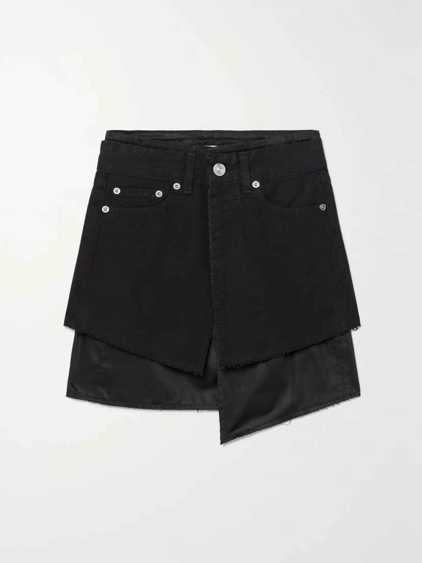 Layered Tencel Lyocell And Denim Mini Skirt - Image 1