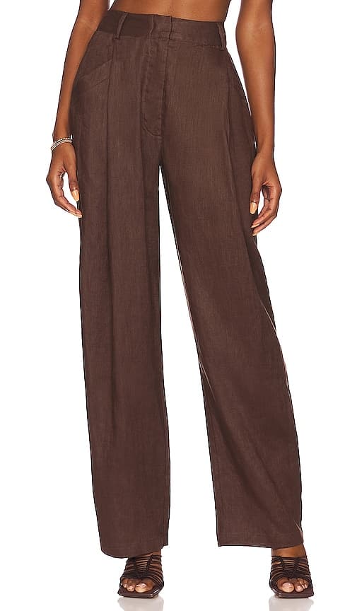 Linen Trouser In Brown - Image 1