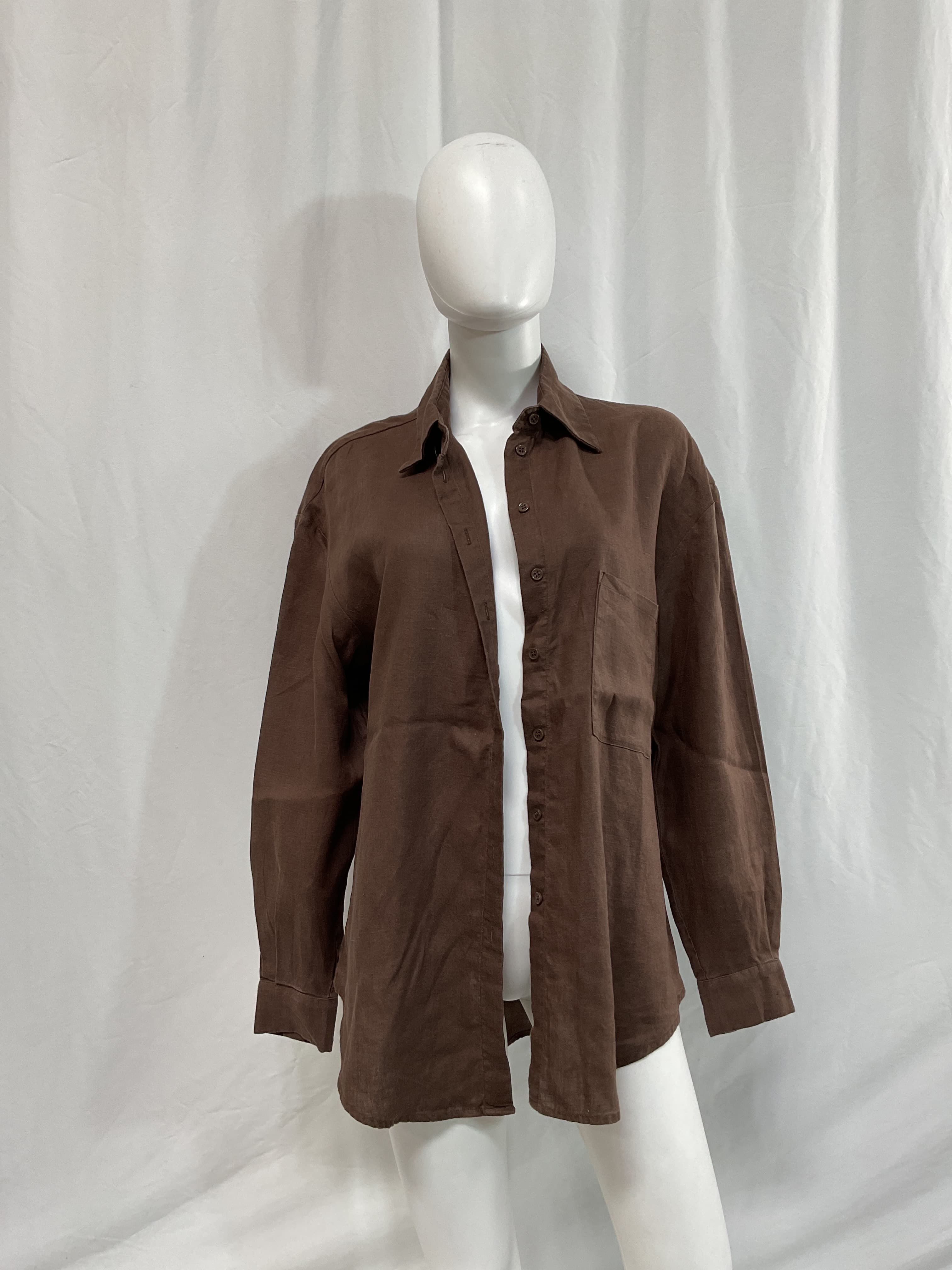 Linen Woven Shirt In Brown - Image 2