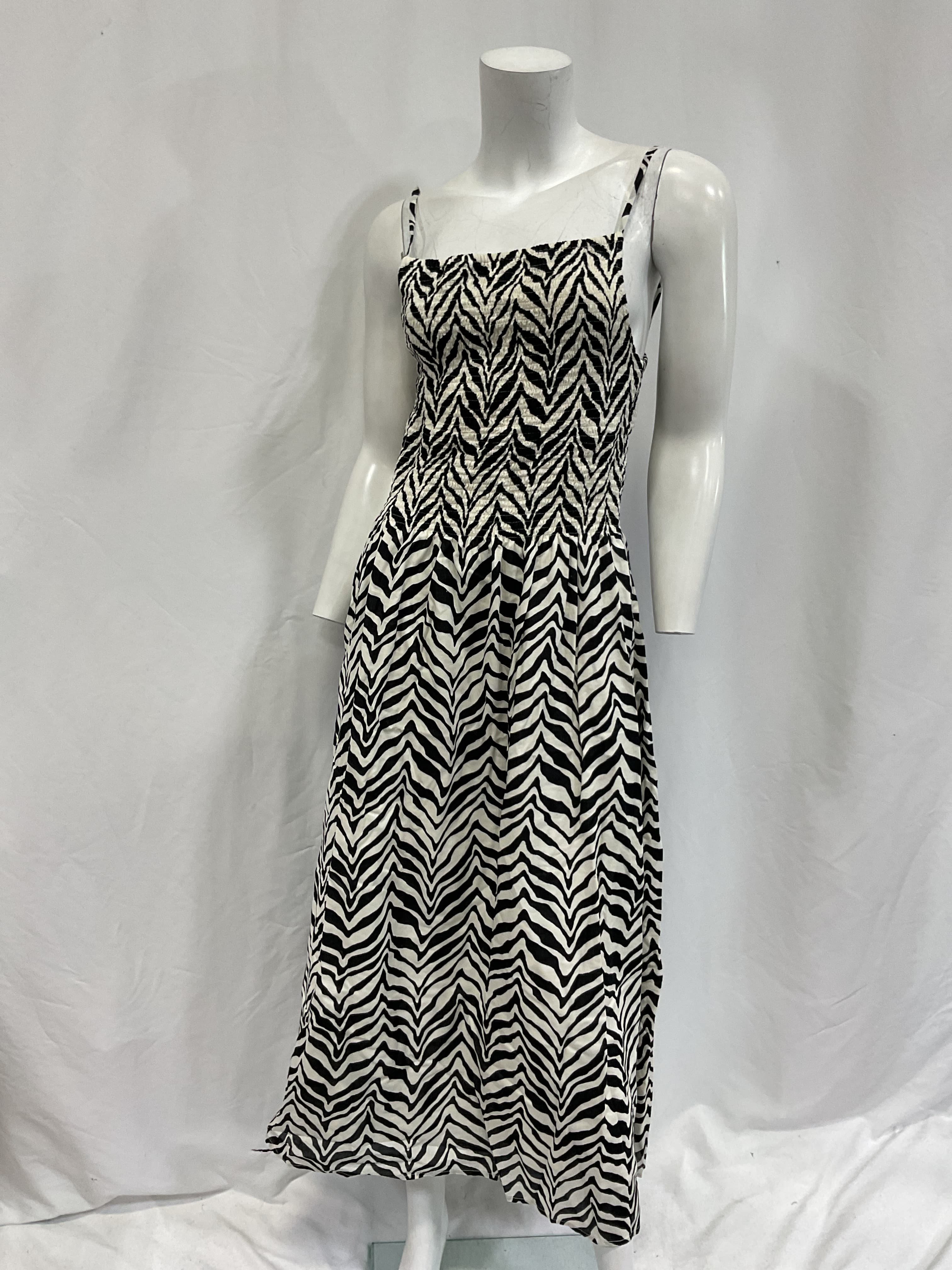 Nolie Shirred Zebra-Print Cotton-Voile Midi Dress - Image 3