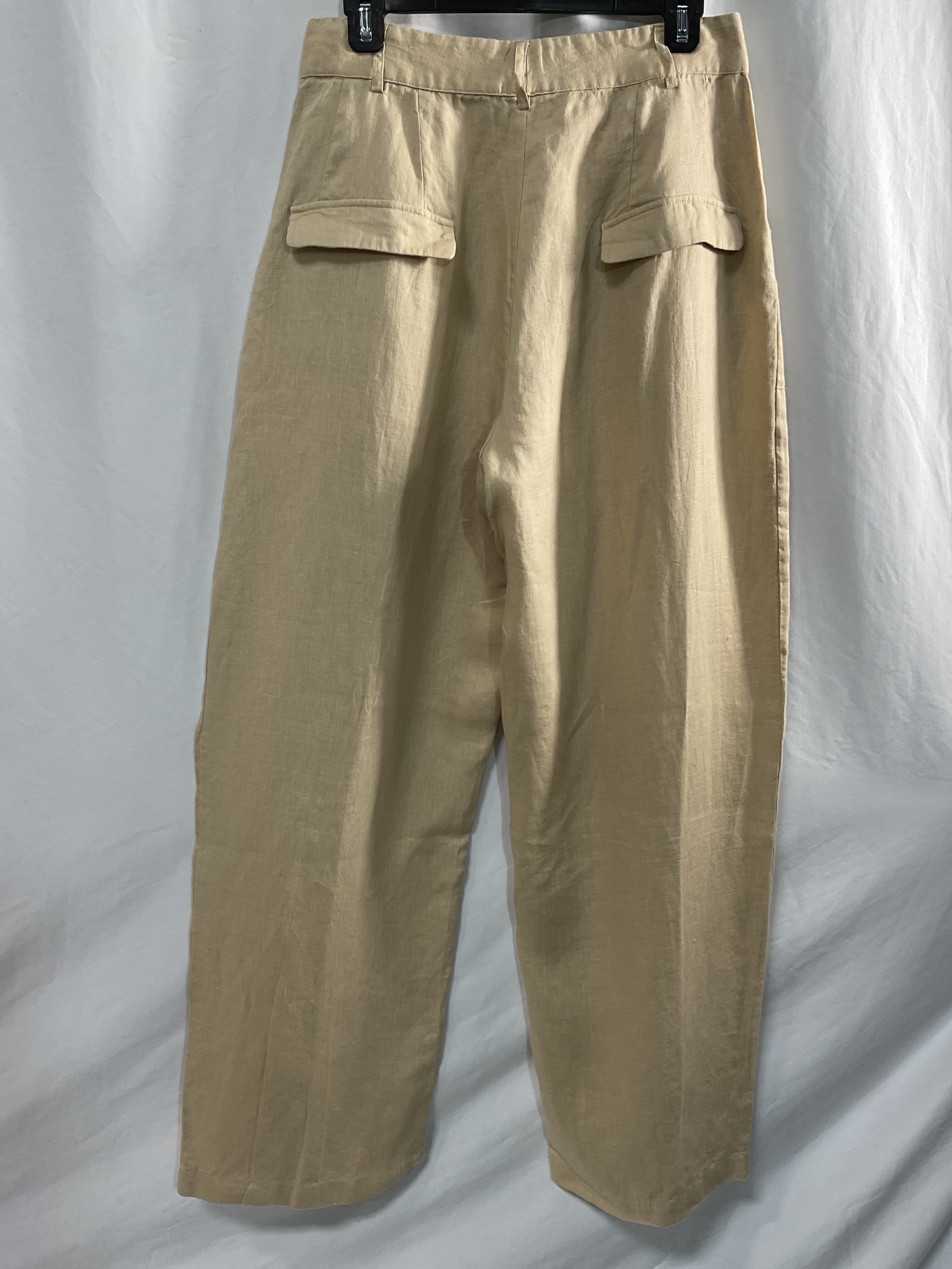 Linen Highrise Trousers In Beige - Image 3