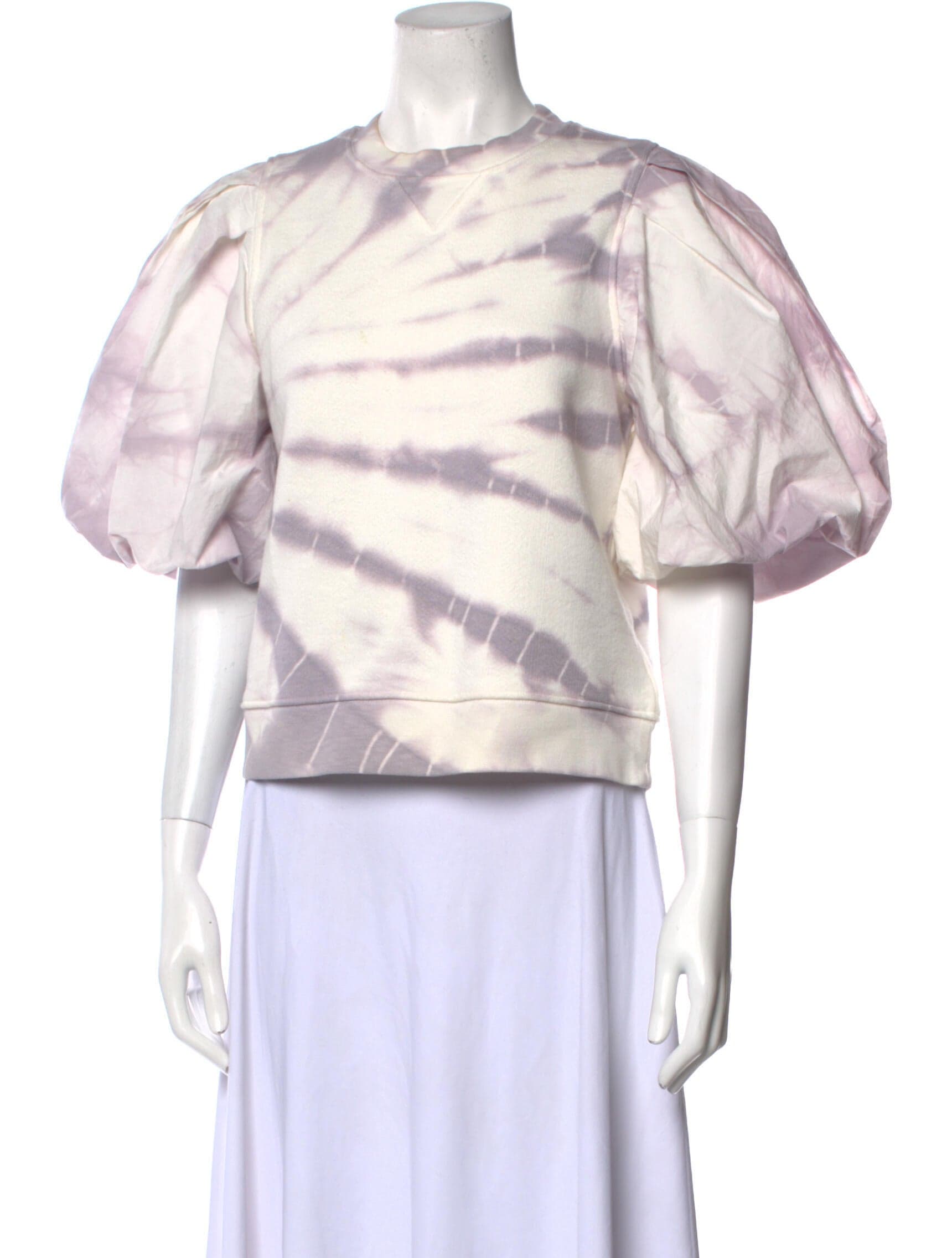 Tie-Dye Print Crew Neck Crop Top - Image 1