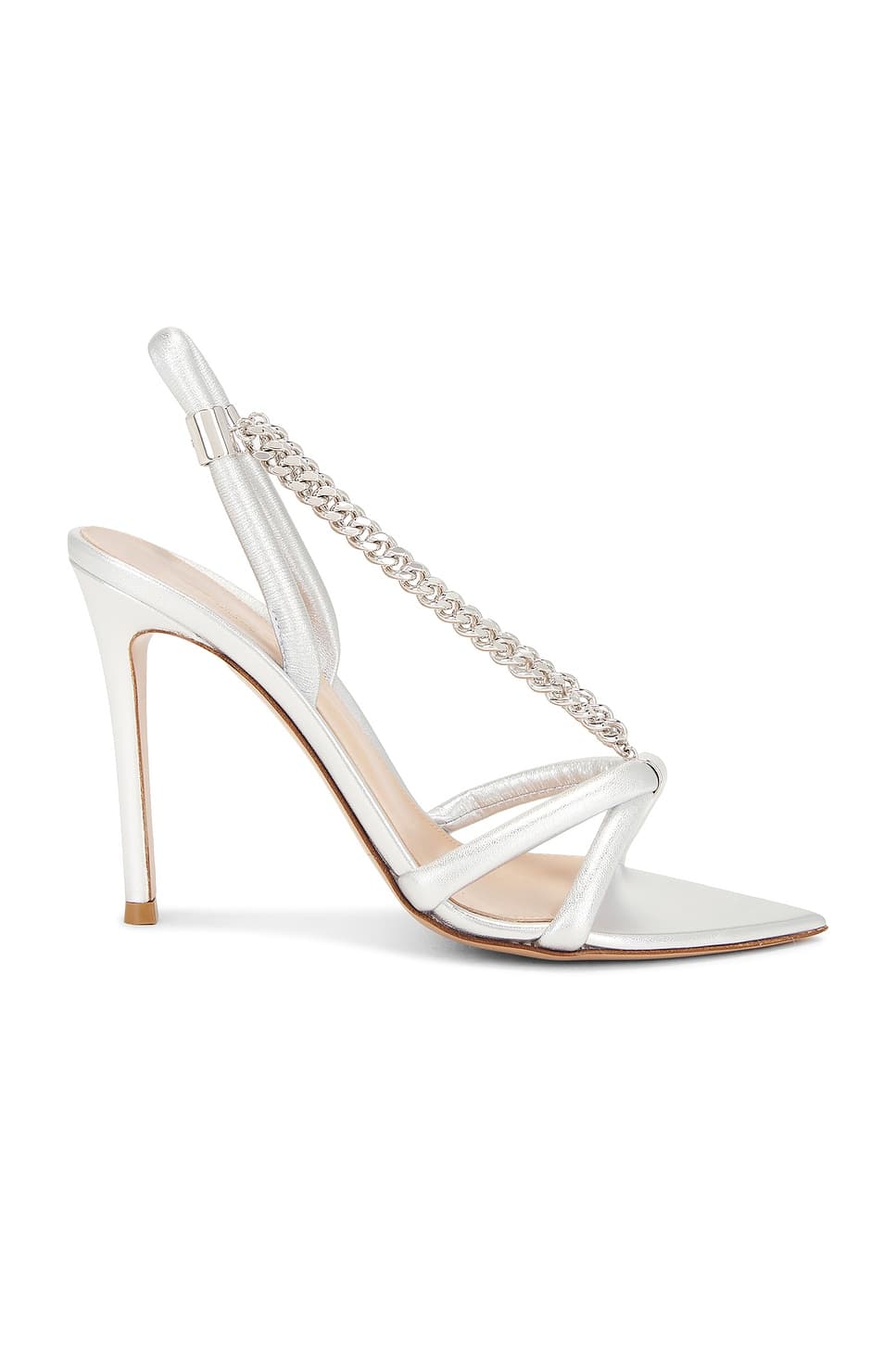Nappa Silk Heels In Silver - Image 1
