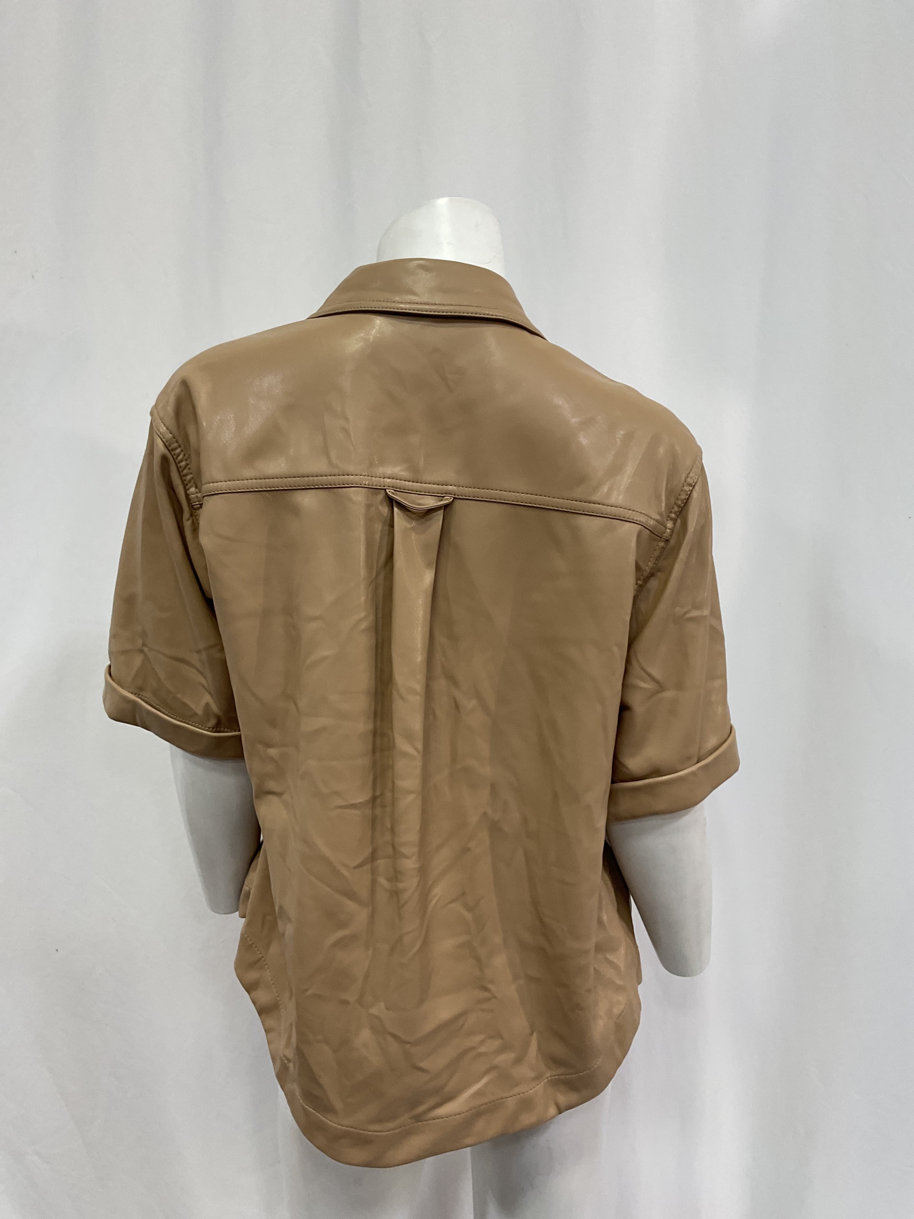 Joselin Vegan Leather Shirt In Sparrow - Image 2