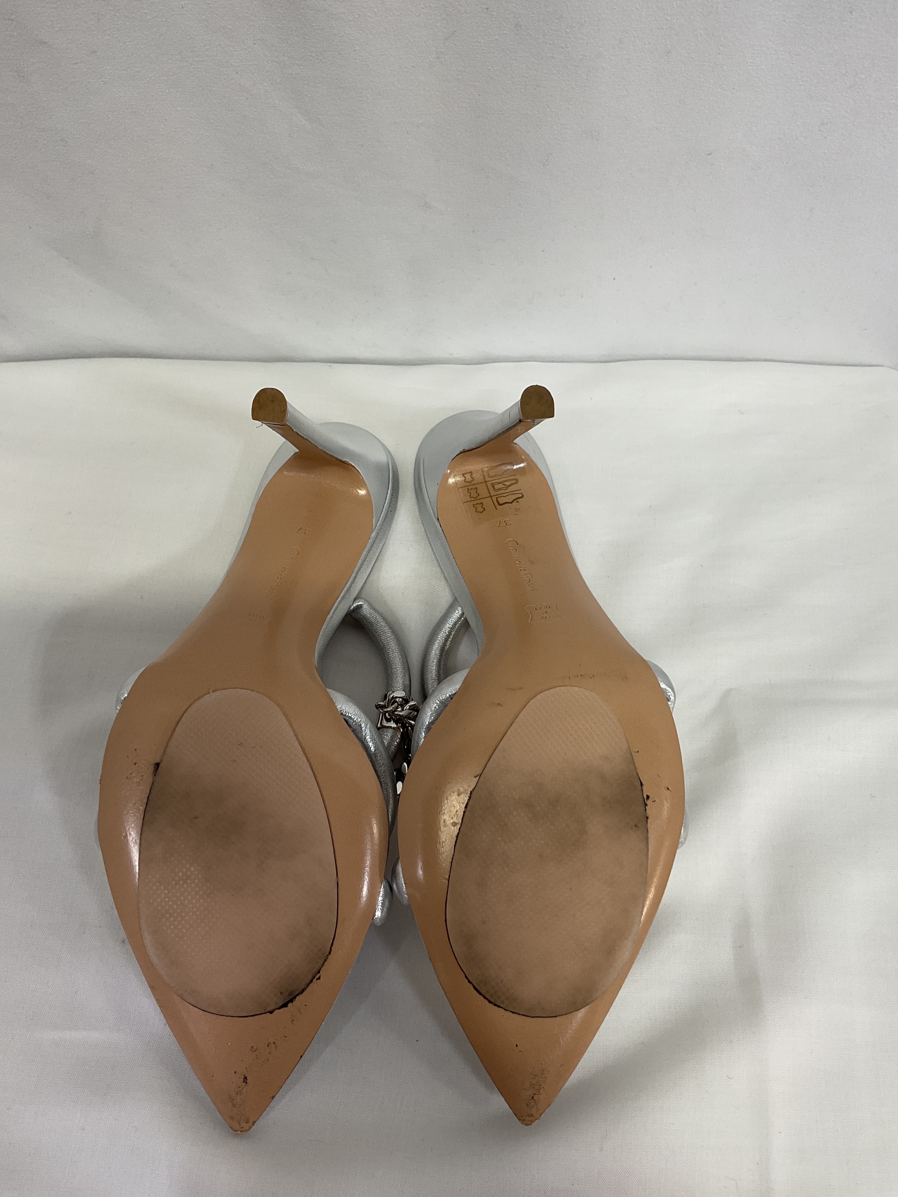 Nappa Silk Heels In Silver - Image 2