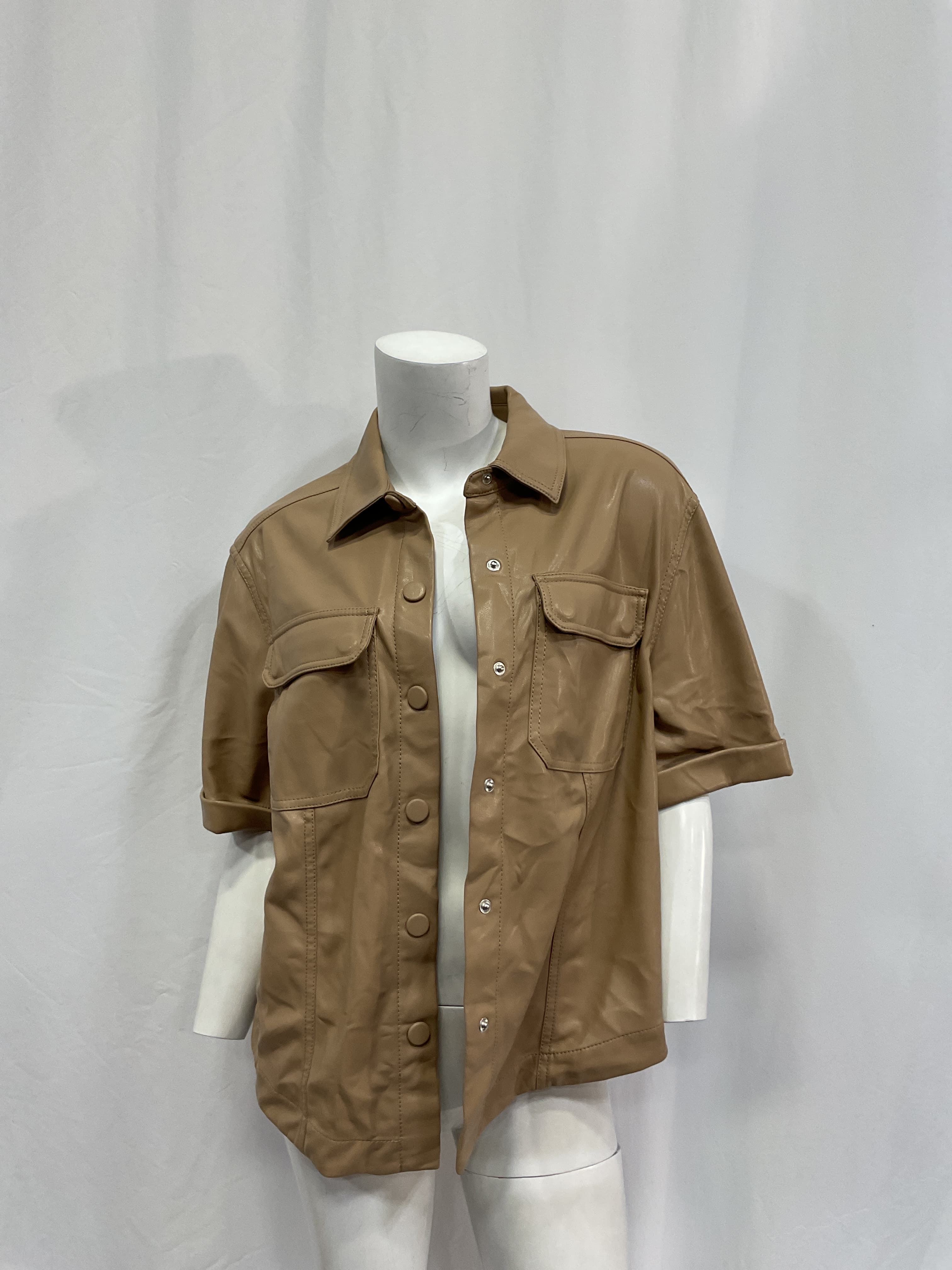 Joselin Vegan Leather Shirt In Sparrow - Image 3