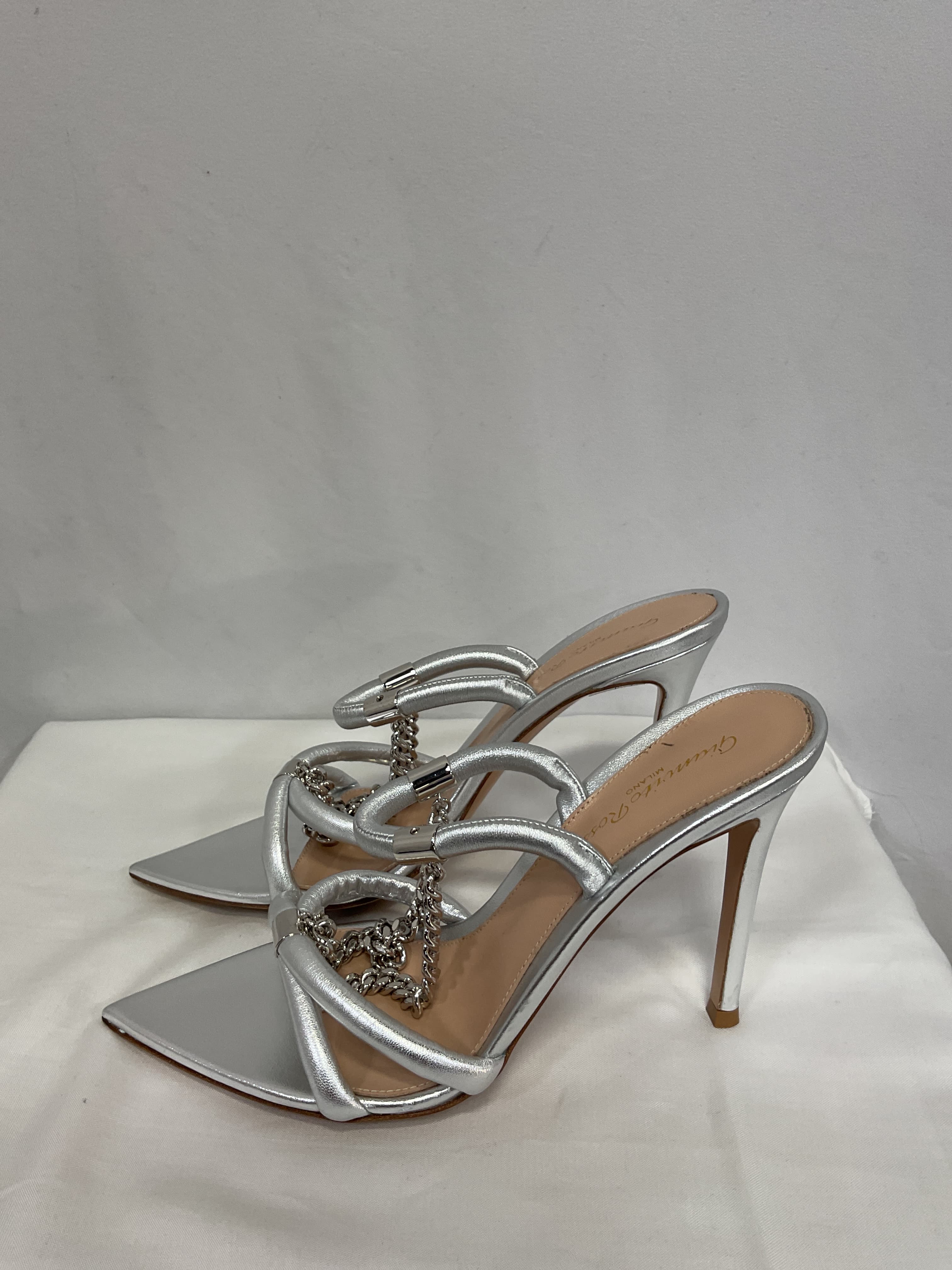 Nappa Silk Heels In Silver - Image 3