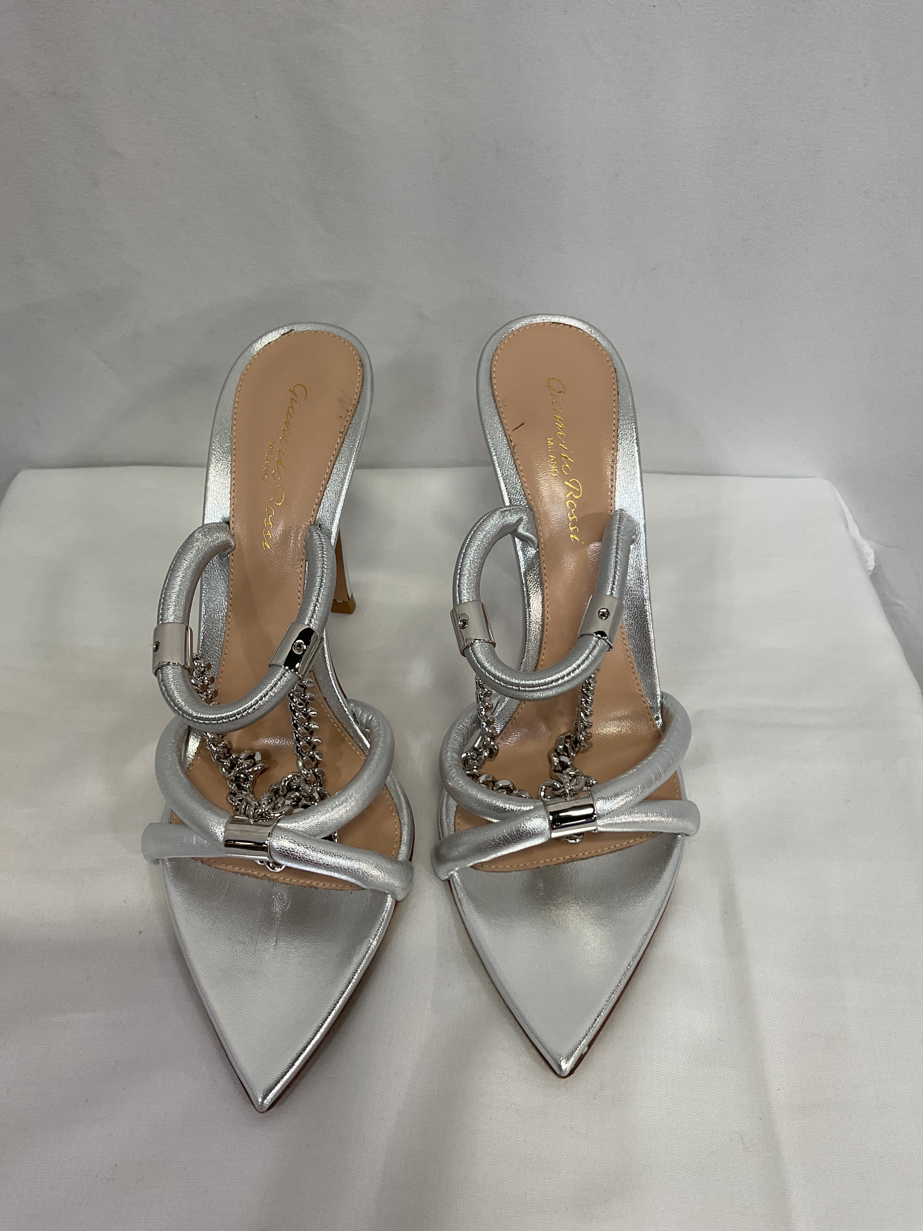 Nappa Silk Heels In Silver - Image 4