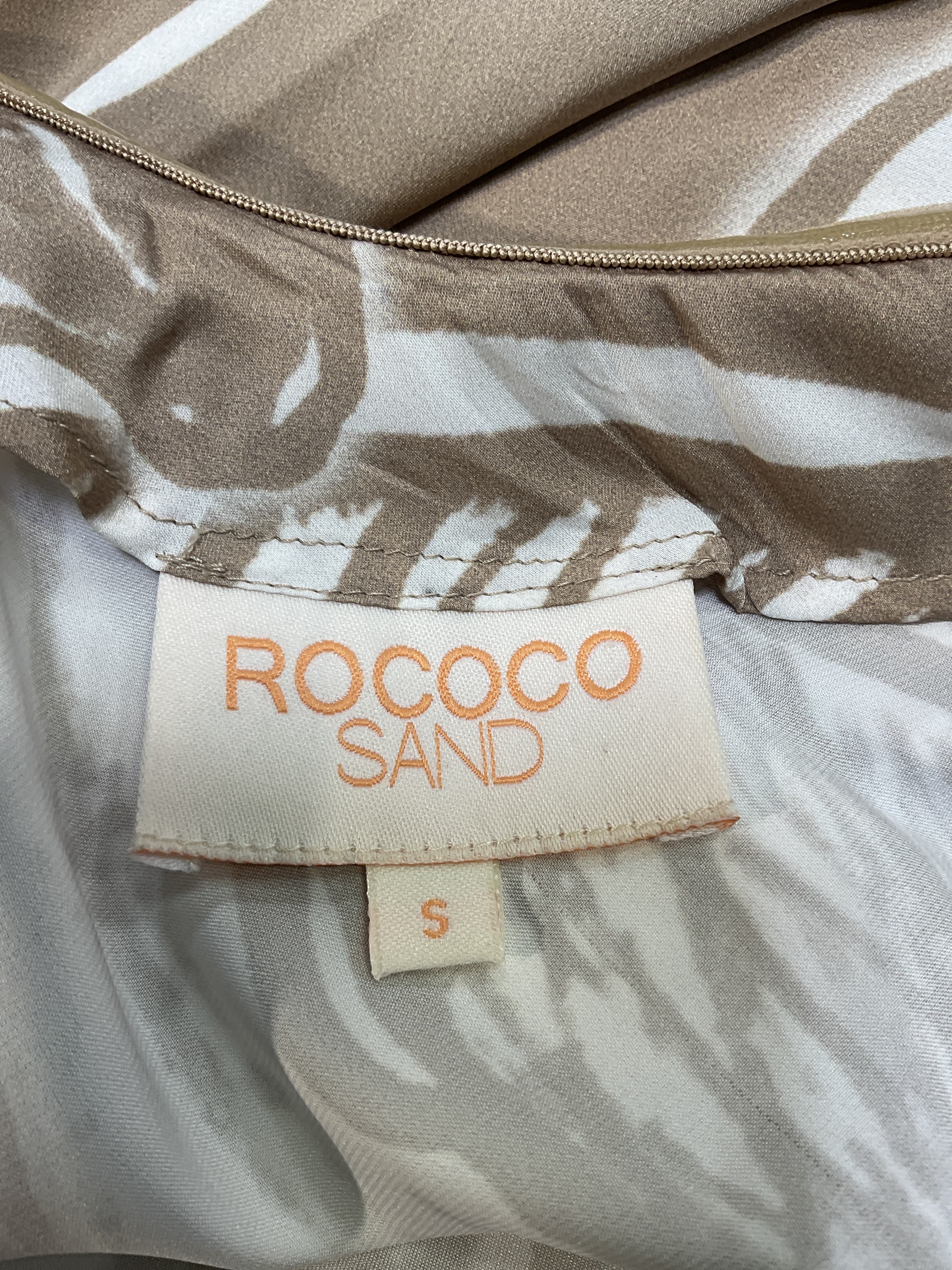 Ines Maxi Strapless Dress In Light Brown & White - Image 4