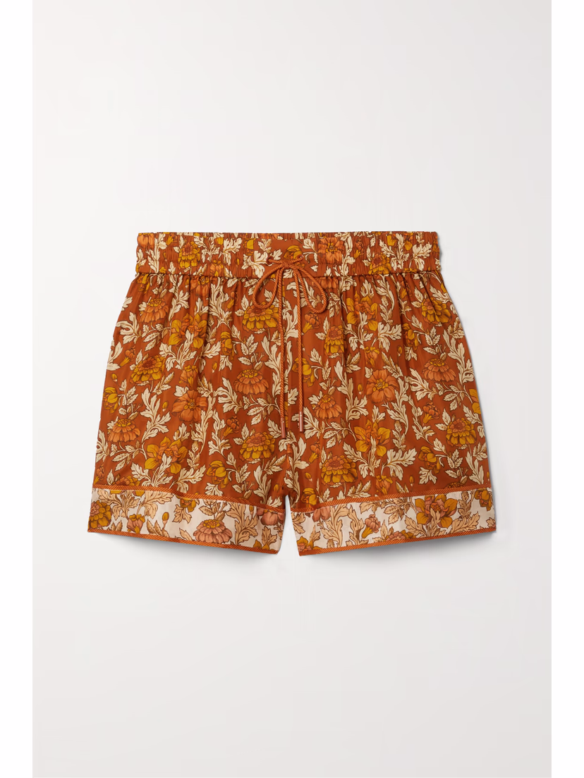 Andie Floral-Print Silk Shorts - Image 1