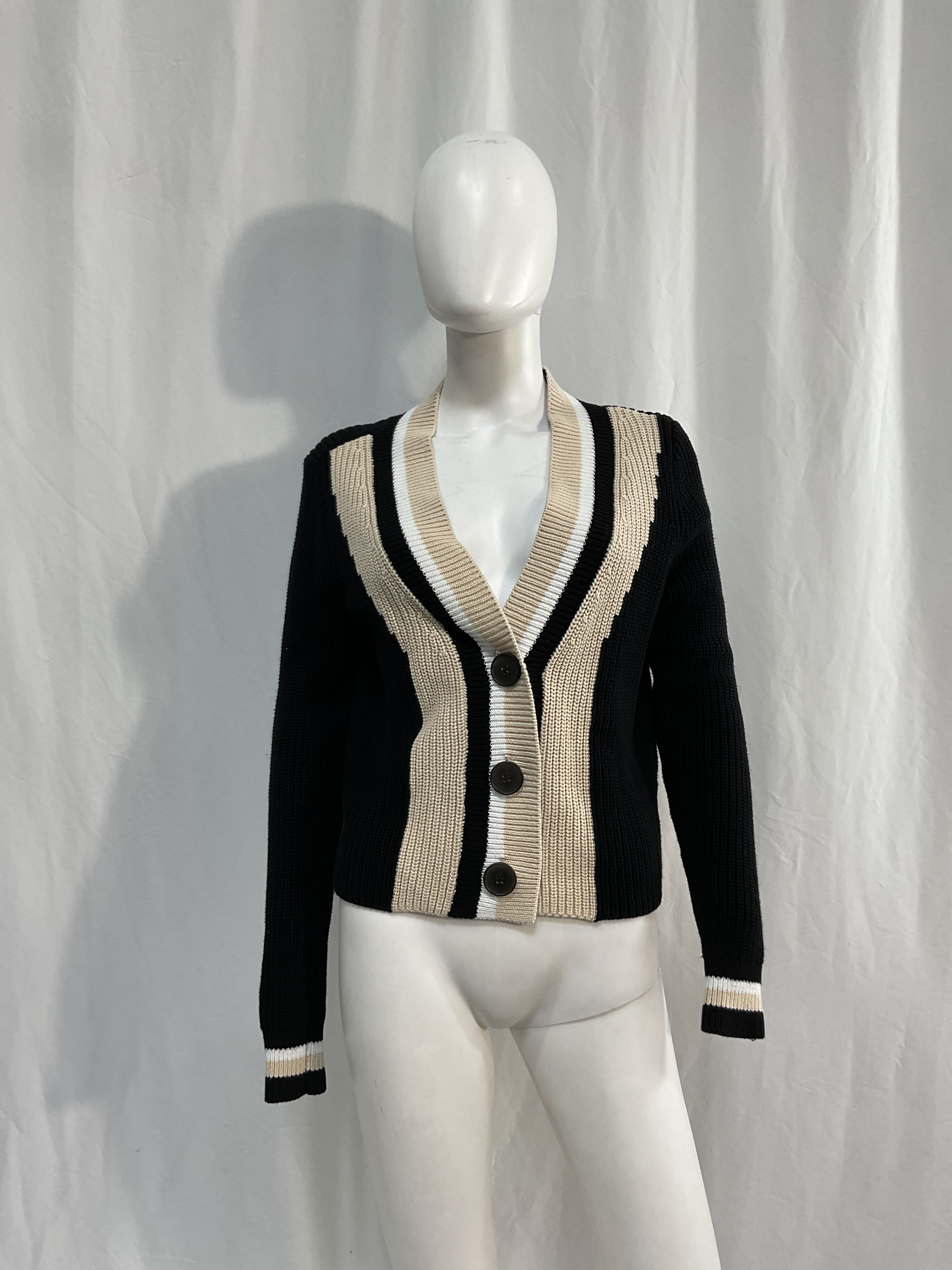 Varsity Cardigan In Black Multi - Image 2