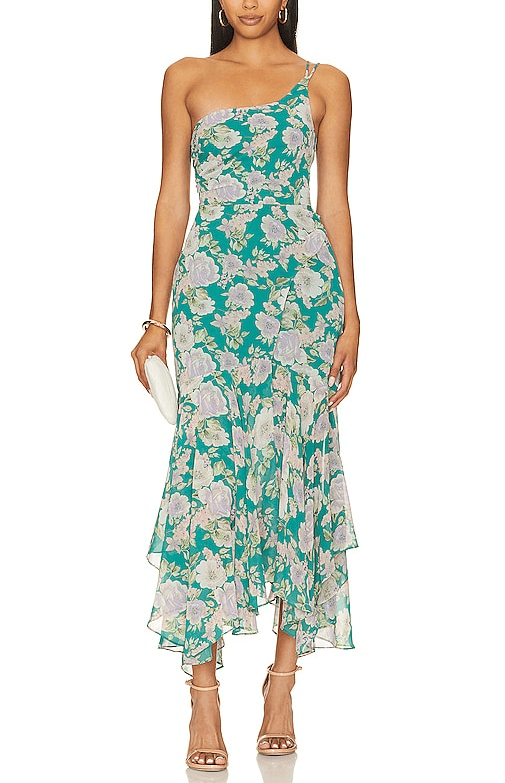 Emmylou Dress In Green & Purple Floral - Image 1