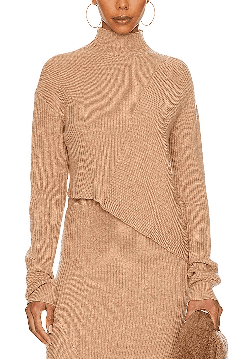 Leola Mock Neck Sweater In Camel - Image 1