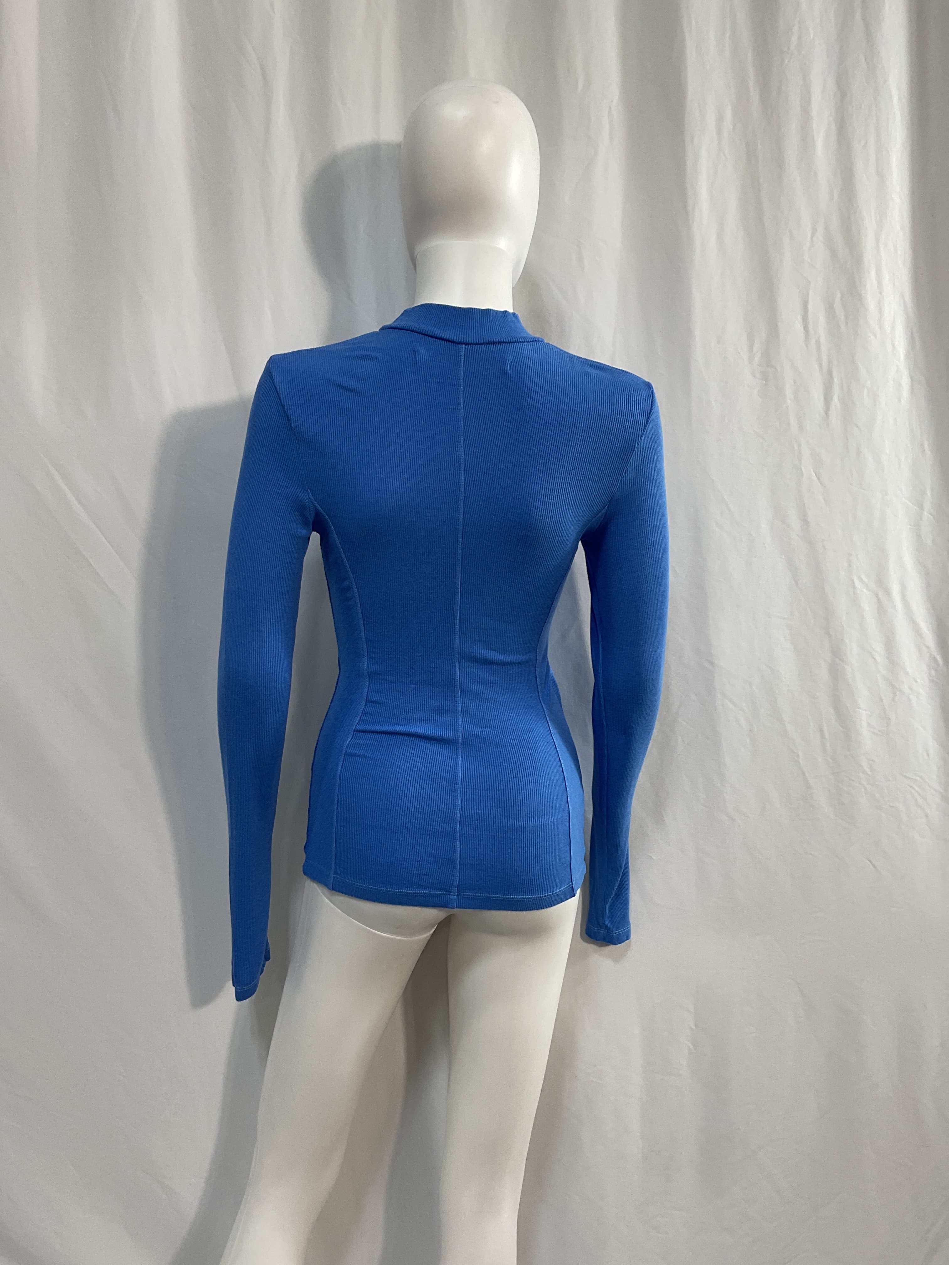 Knit Long Sleeve Paneled Mockneck In Tranquil Blue - Image 2