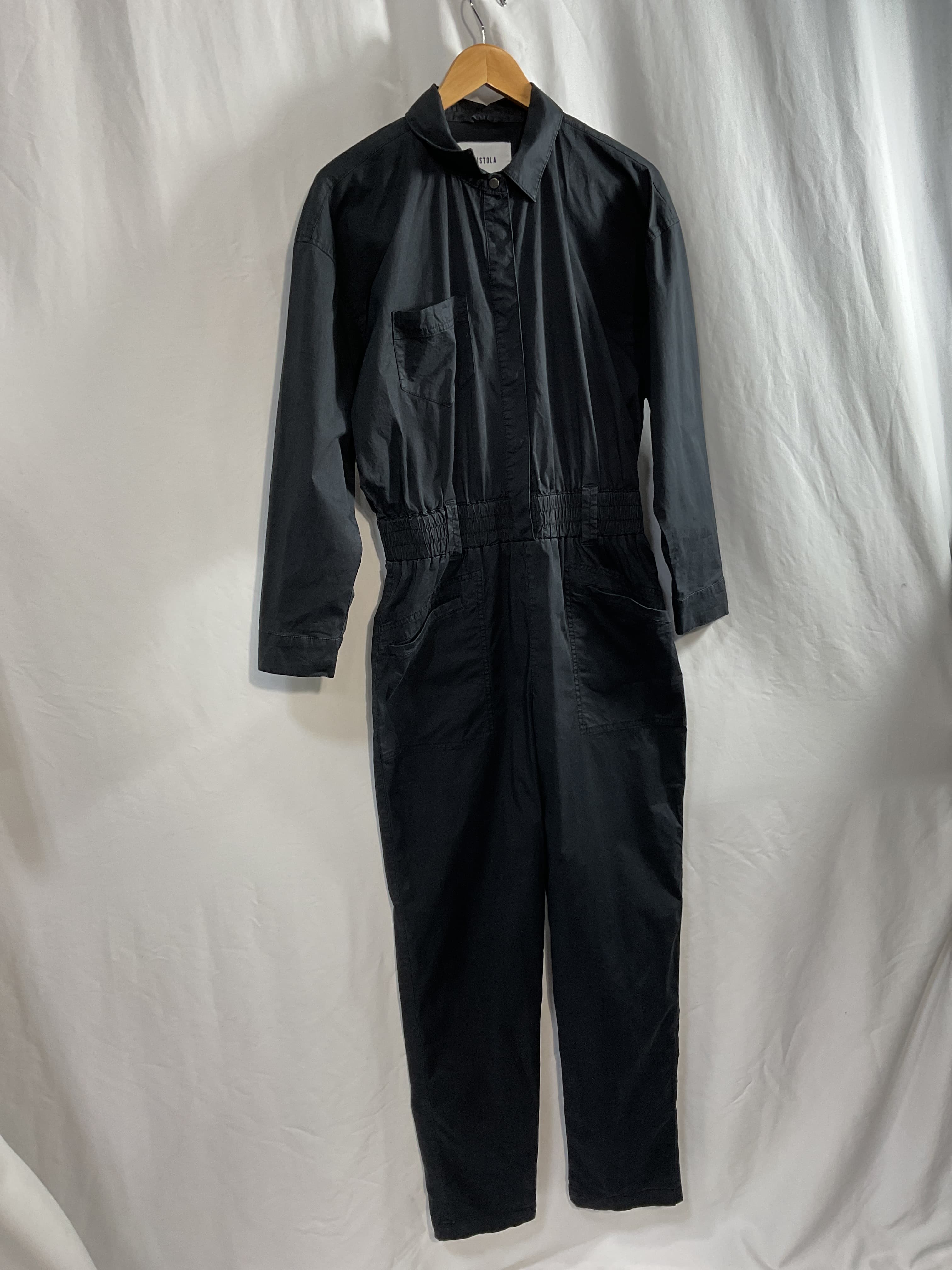 Selena Long Sleeve Pinch Waist Jumpsuit In Fade To Black - Image 2