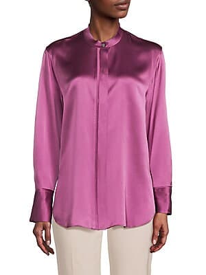 Satin Button Up Blouse - Image 1