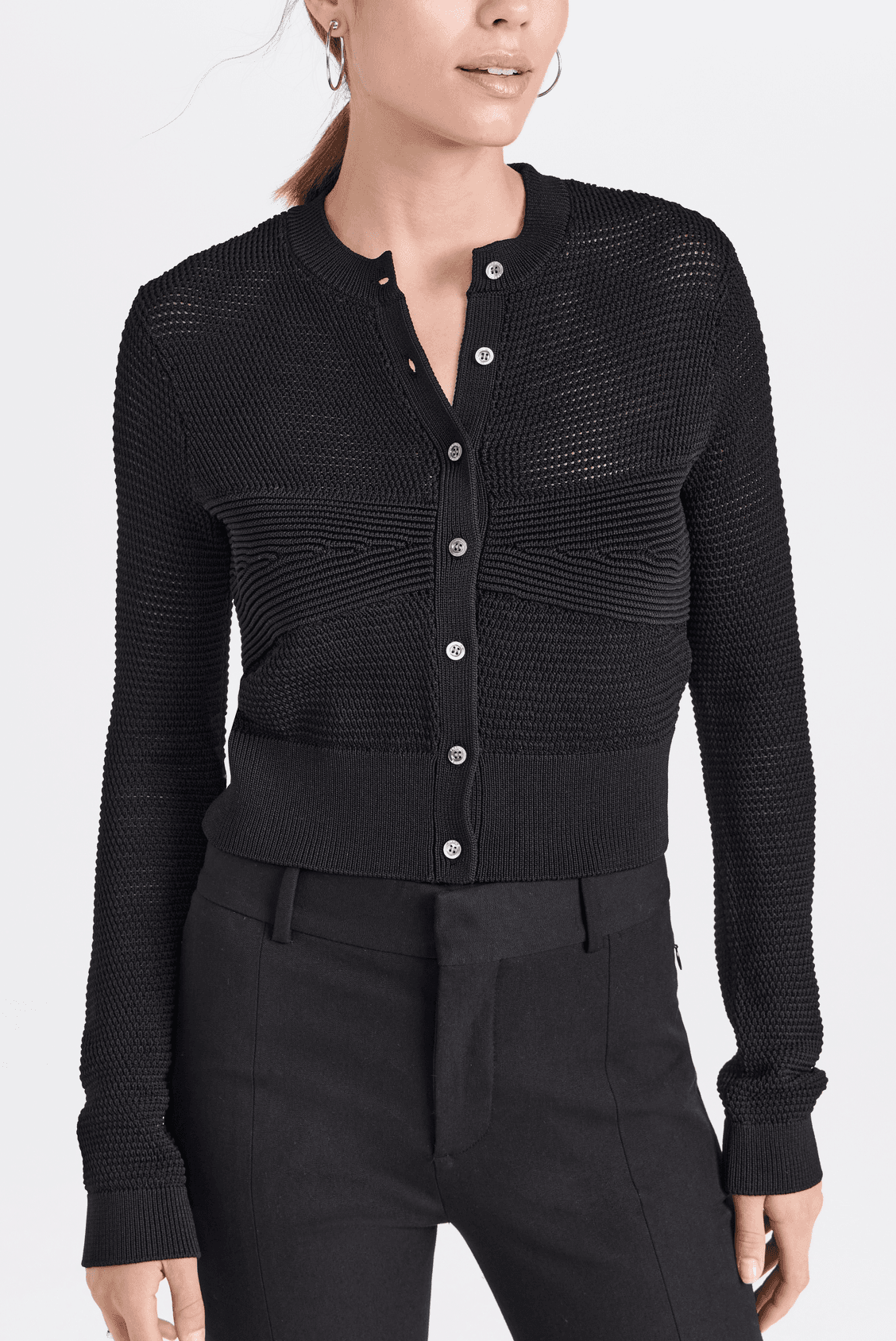 Mixed Stitch Shrunken Cardigan - Image 2