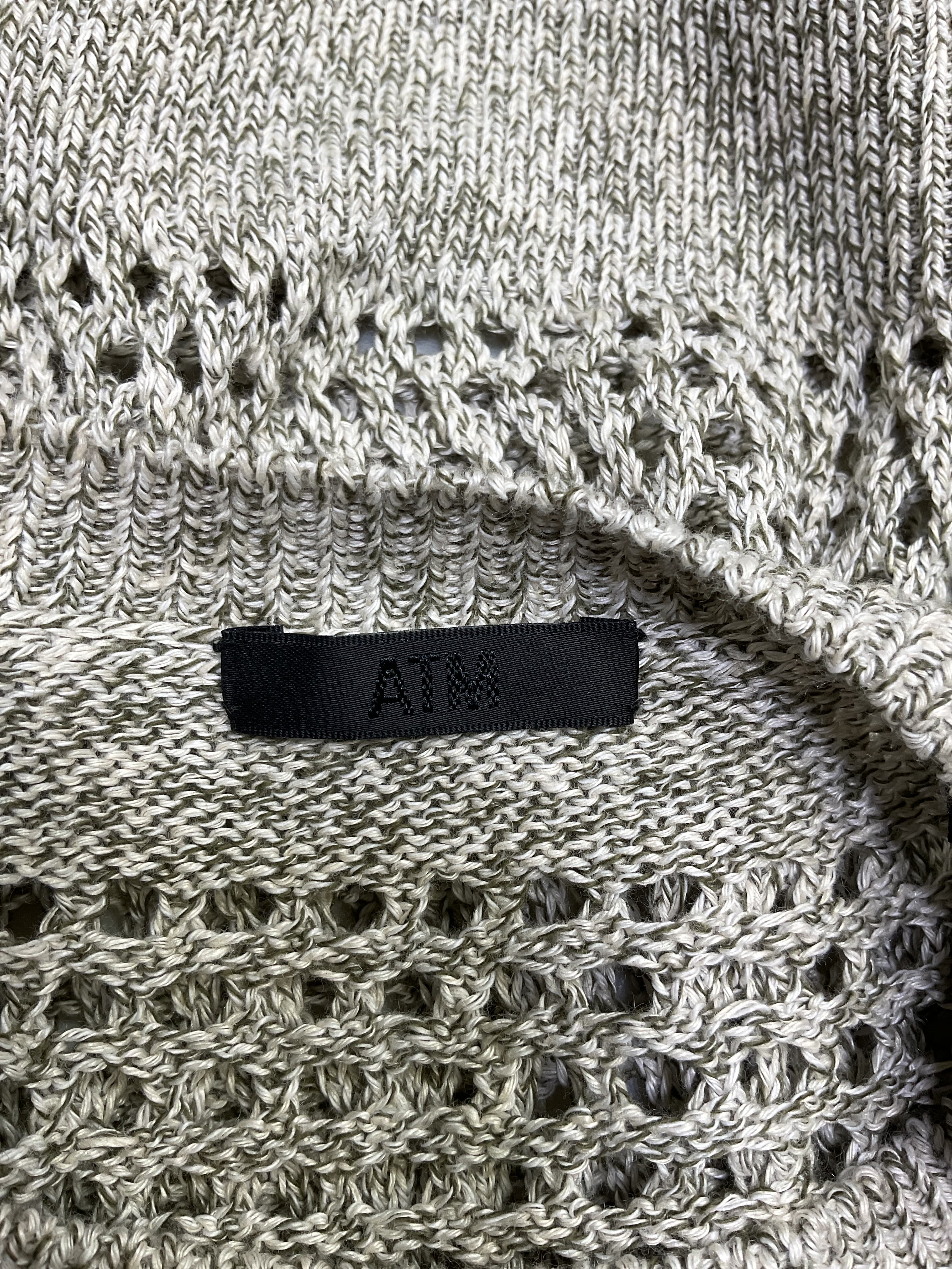 Cotton Linen Blend Open Knit Crew Neck Sweater - Image 4