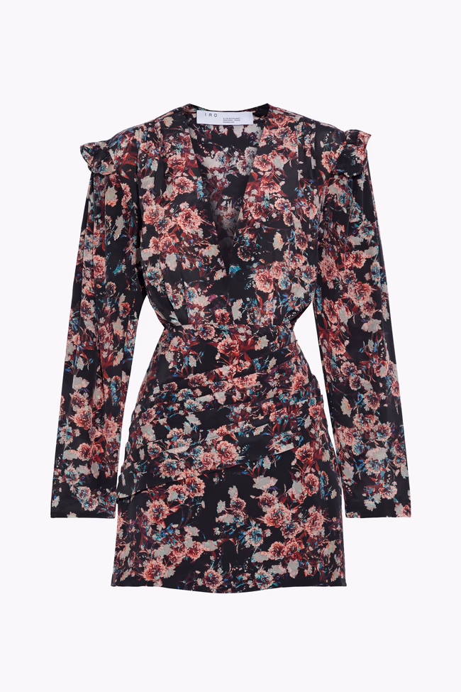 Merca Pleated Floral-Print Silk-Georgette Mini Dress - Image 1
