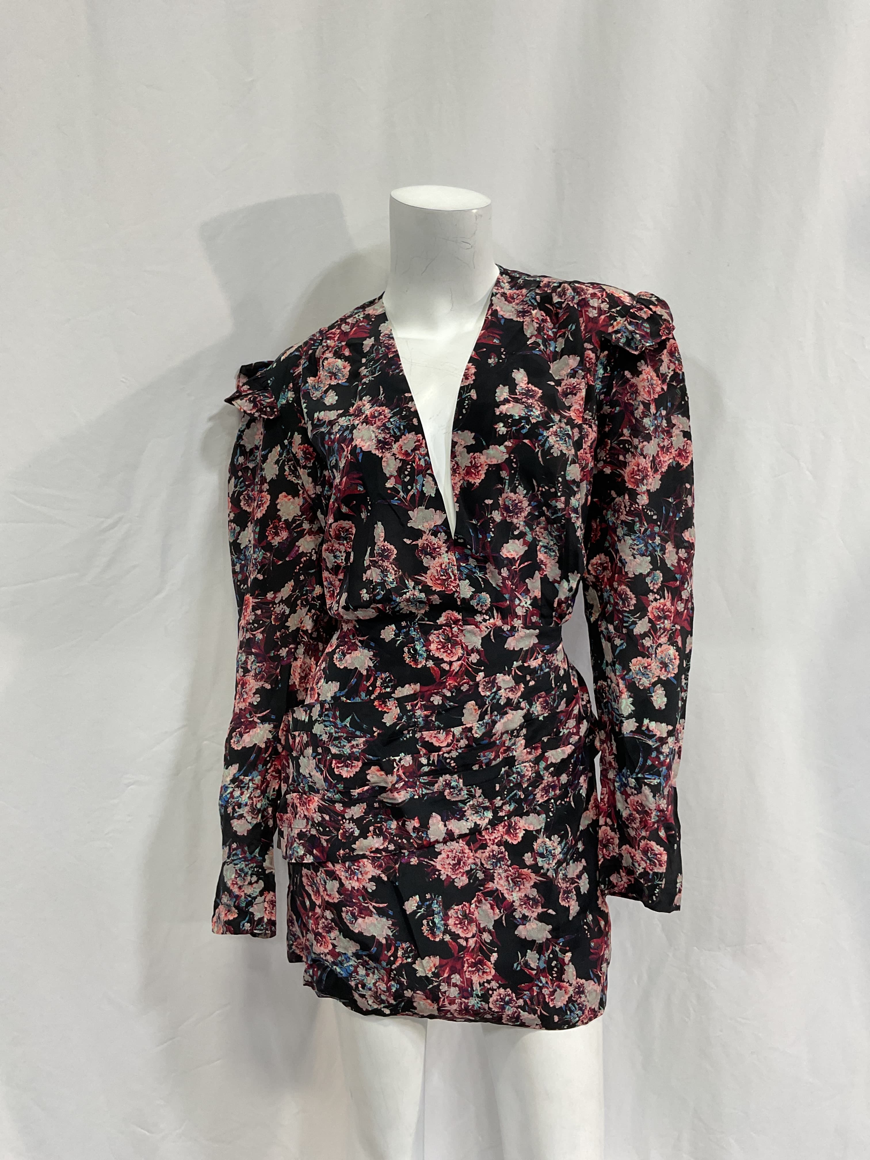 Merca Pleated Floral-Print Silk-Georgette Mini Dress - Image 2