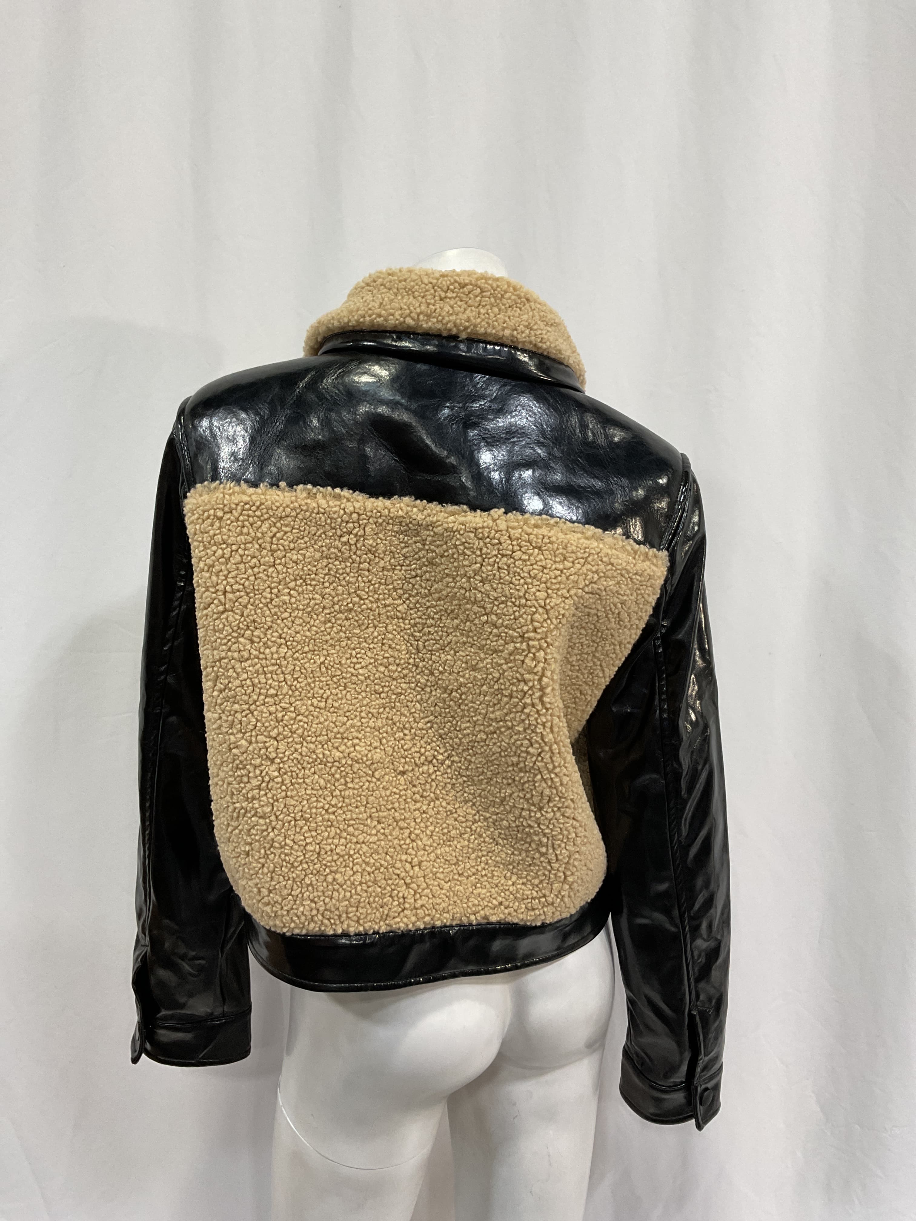 Maeve Faux-Leather Sherpa Cropped Jacket - Image 2