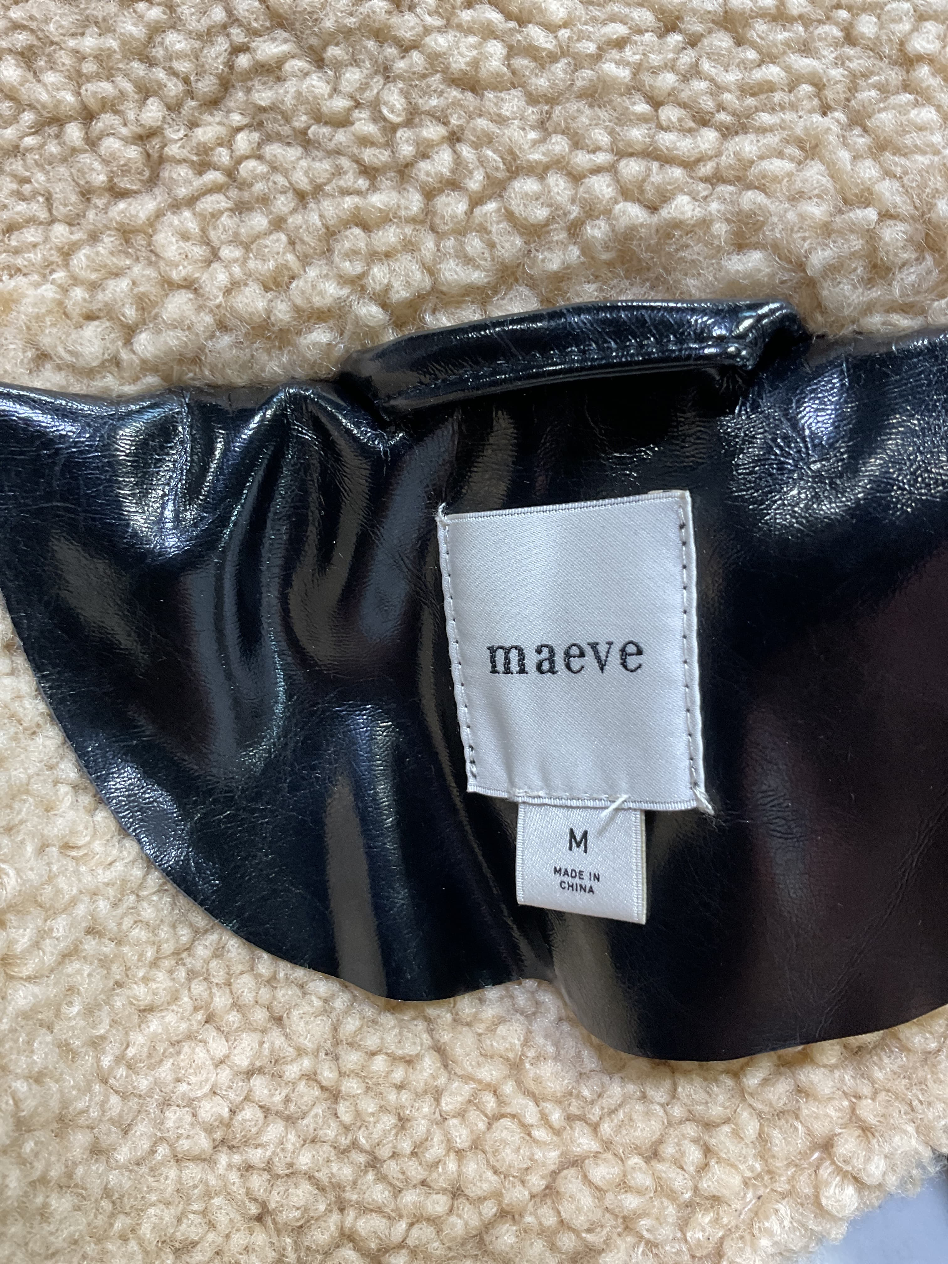 Maeve Faux-Leather Sherpa Cropped Jacket - Image 4