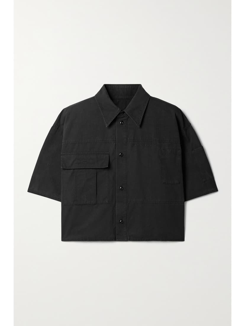 Striped Organic Cotton-Seersucker Midi Shirt Dress - Image 1