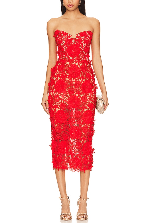 Jasmine Midi Dress In Red - Image 1