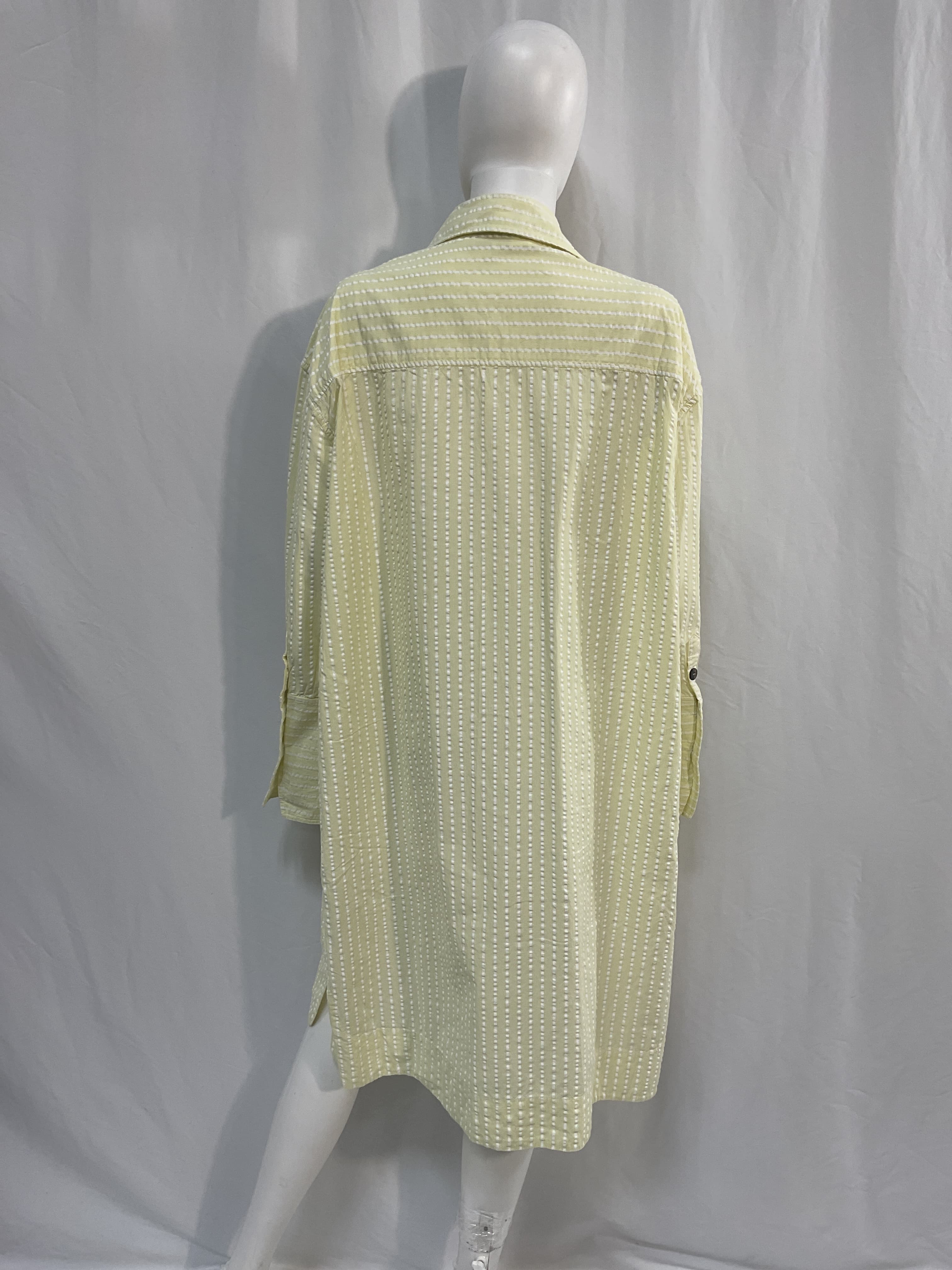 Striped Organic Cotton-Seersucker Midi Shirt Dress - Image 2
