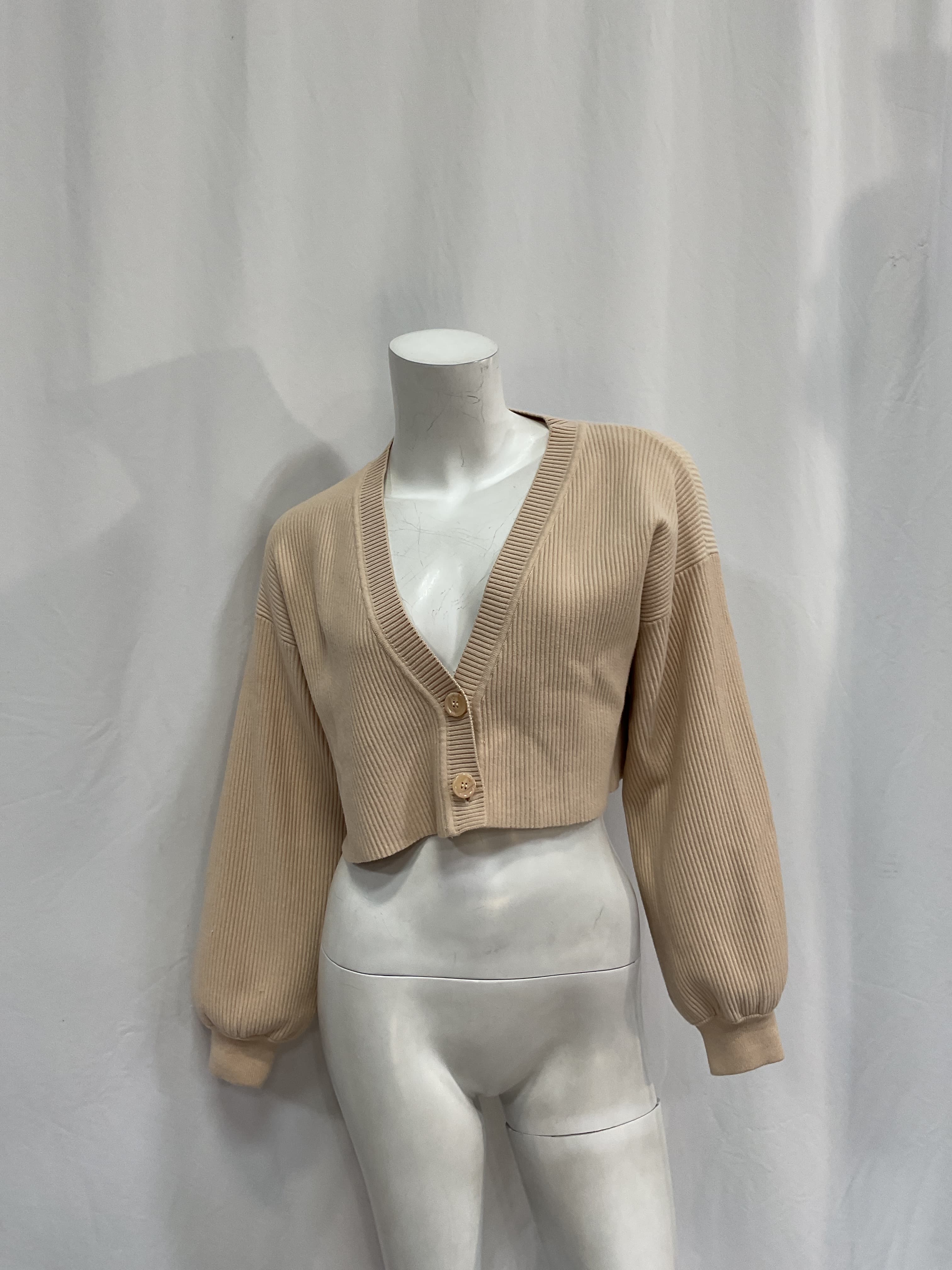 Cropped Ribbed Cardigan - Image 3
