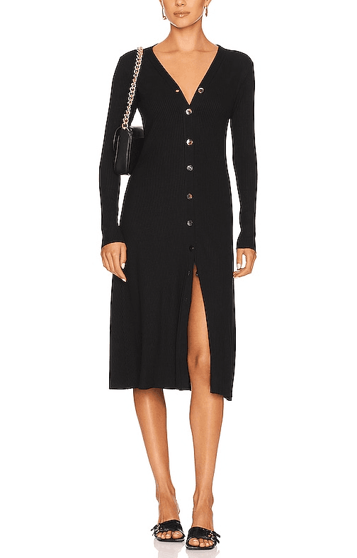 A Coste Flare Cardigan Dress In Black - Image 1