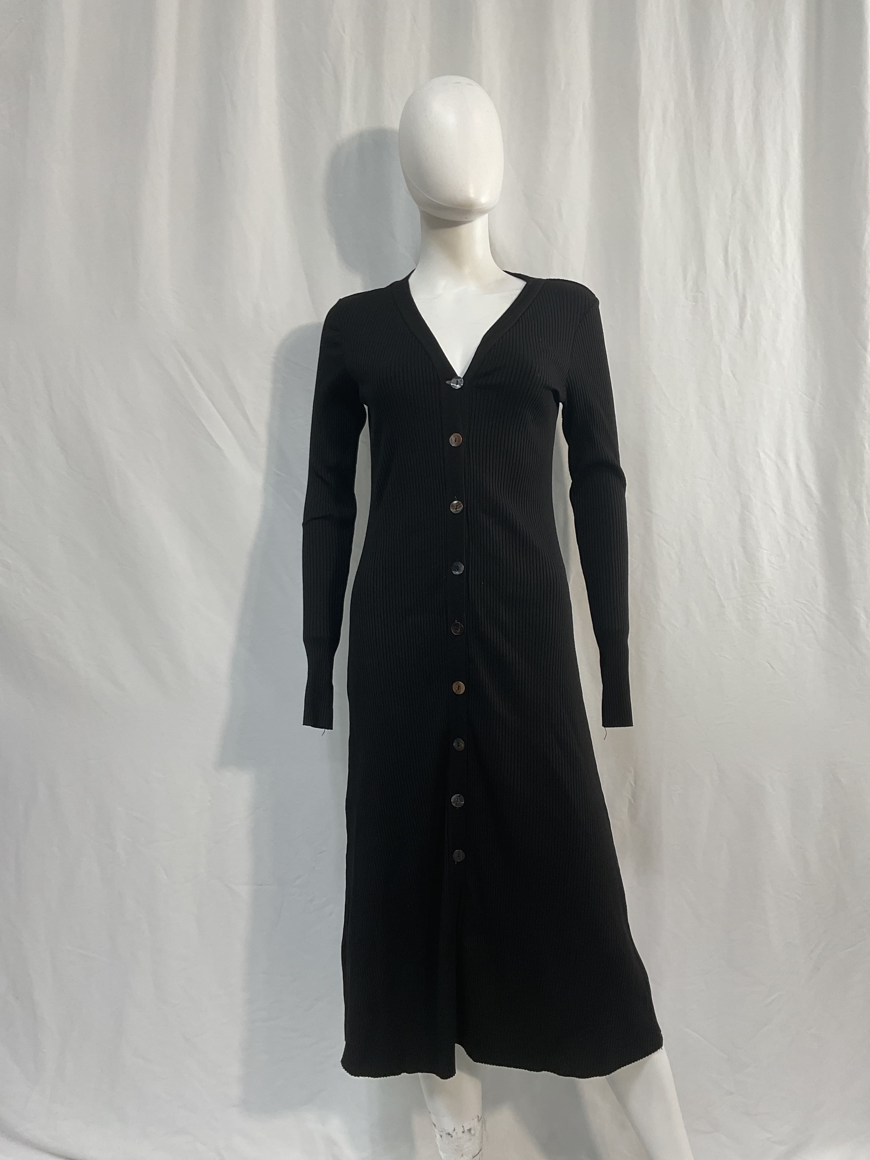A Coste Flare Cardigan Dress In Black - Image 3